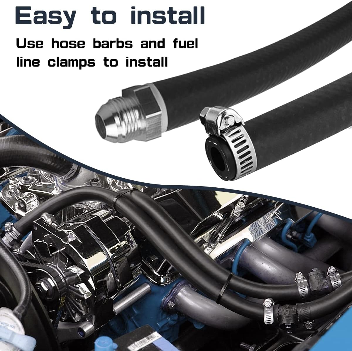 3/8 Inch ID NBR Rubber Hose, 20 Feet Fuel Hose Line Transfer Hose for Small Engine Black