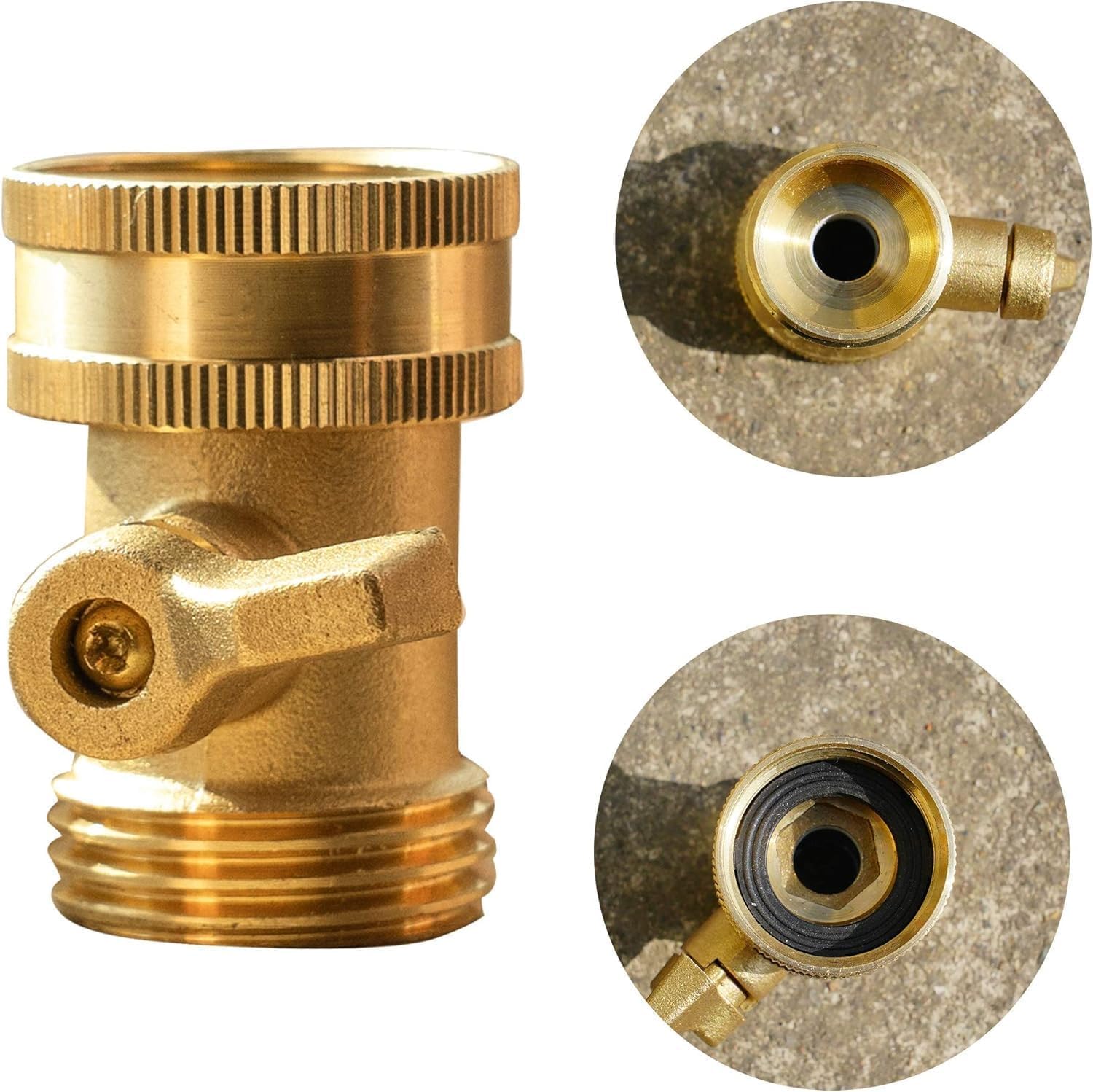 Brass Garden Hose Shut Off Valve, 4 Pack Heavy Duty 3/4 Inch Solid Brass Garden Hose Shut Off Valve with 4 Extra Rubber Washers