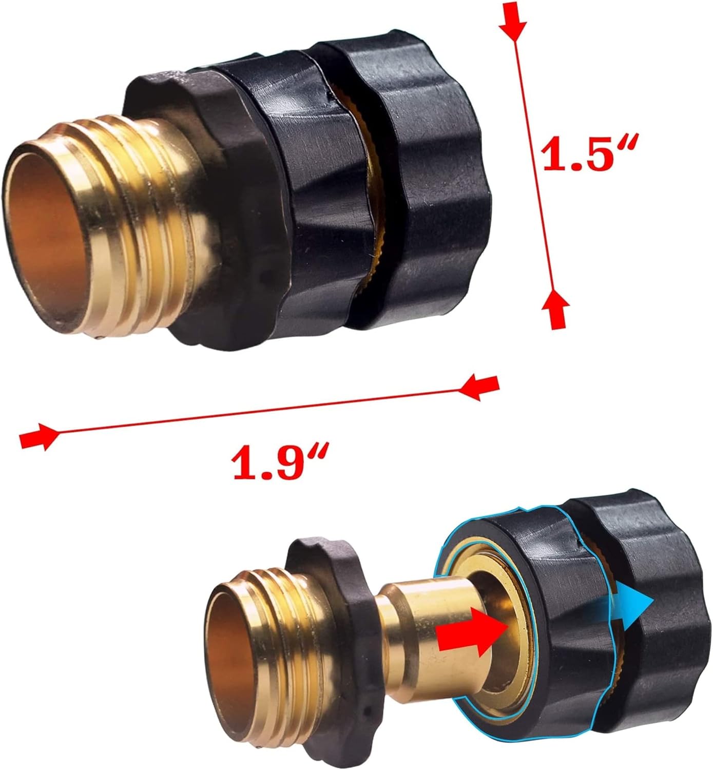3/4 Inch Garden Hose Quick Connect, Quick Connect Garden Hose Fittings, Male and Female Water Quick Release Hose Connector 6 Pack