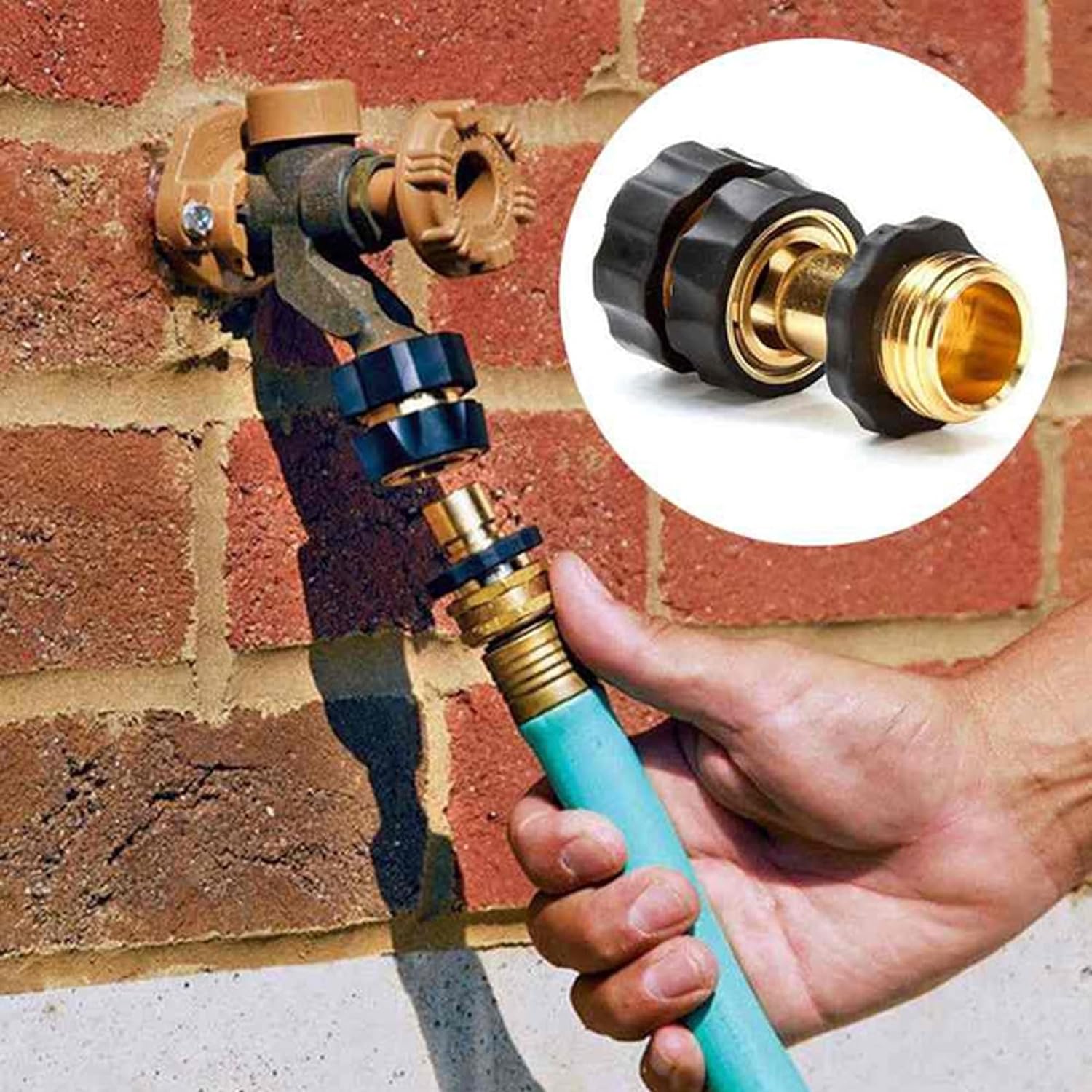 3/4 Inch Garden Hose Quick Connect, Quick Connect Garden Hose Fittings, Male and Female Water Quick Release Hose Connector 6 Pack