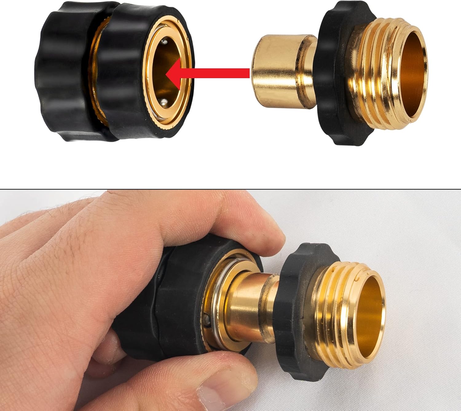 3/4 Inch Garden Hose Quick Connect, Quick Connect Garden Hose Fittings, Male and Female Water Quick Release Hose Connector 6 Pack