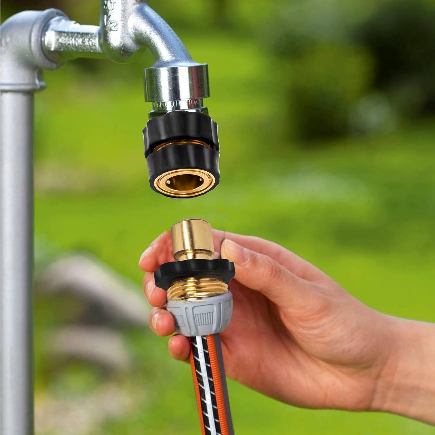 3/4 Inch Garden Hose Quick Connect, Quick Connect Garden Hose Fittings, Male and Female Water Quick Release Hose Connector 6 Pack