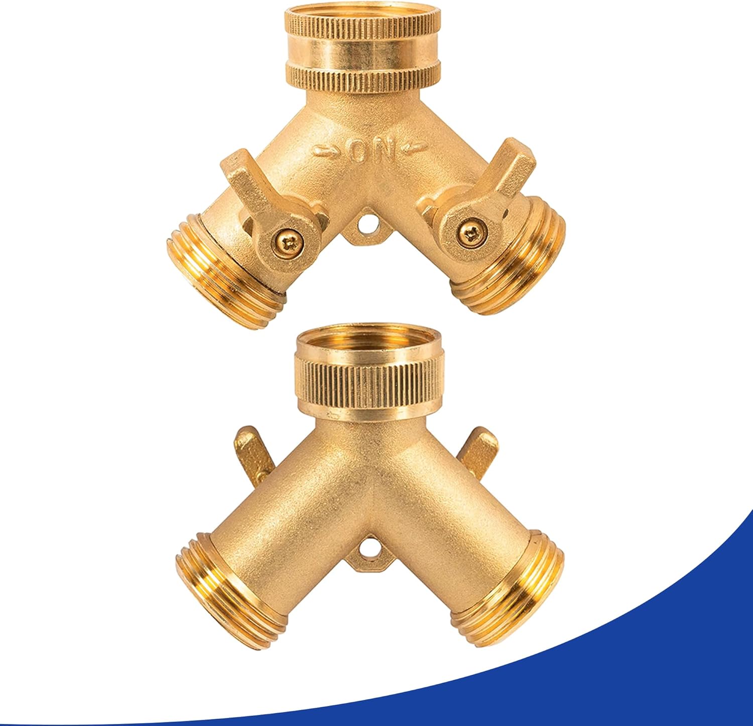 2 Way Hose Splitter, 3/4" Brass Hose Y Splitter with 2 PCS Garden Hose Extension Hose Coiled Spring Protectors and 6 Rubber Washers