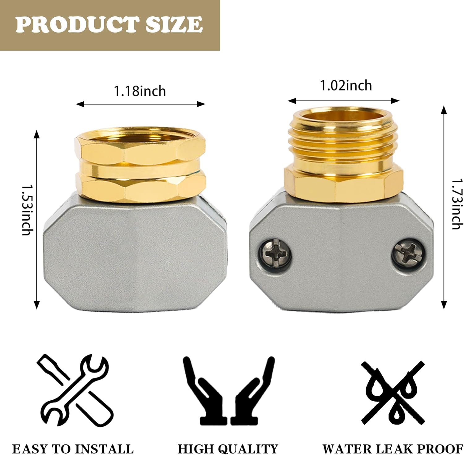 Garden Hose Repair Kit + 2 Inch Jet Sweeper Brass Nozzle