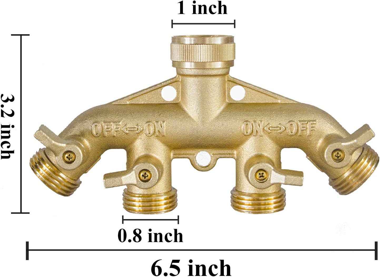 Brass Garden Hose Splitter 4 Way + Garden Hose Protector