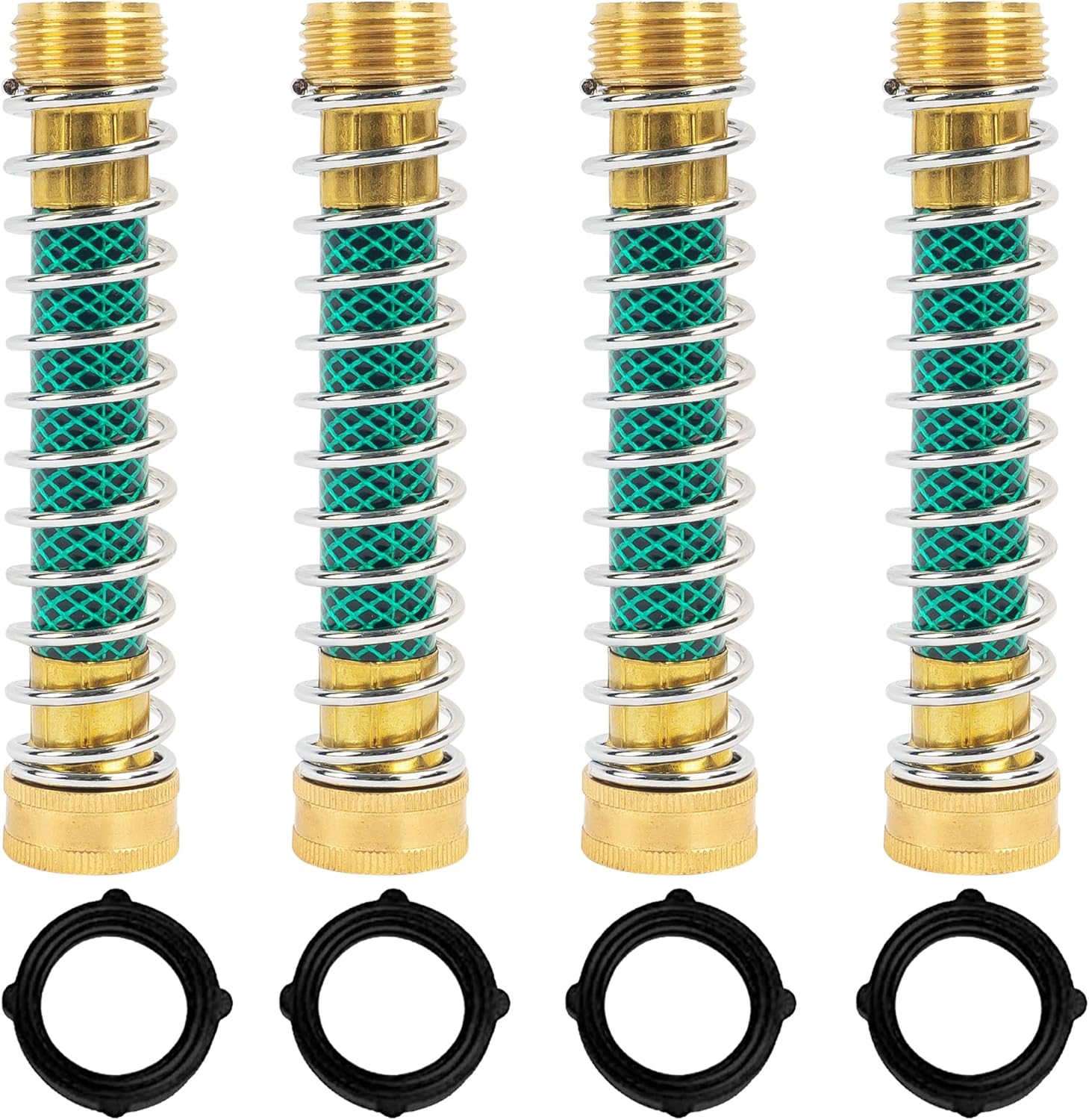 Brass Garden Hose Splitter 4 Way + Garden Hose Protector