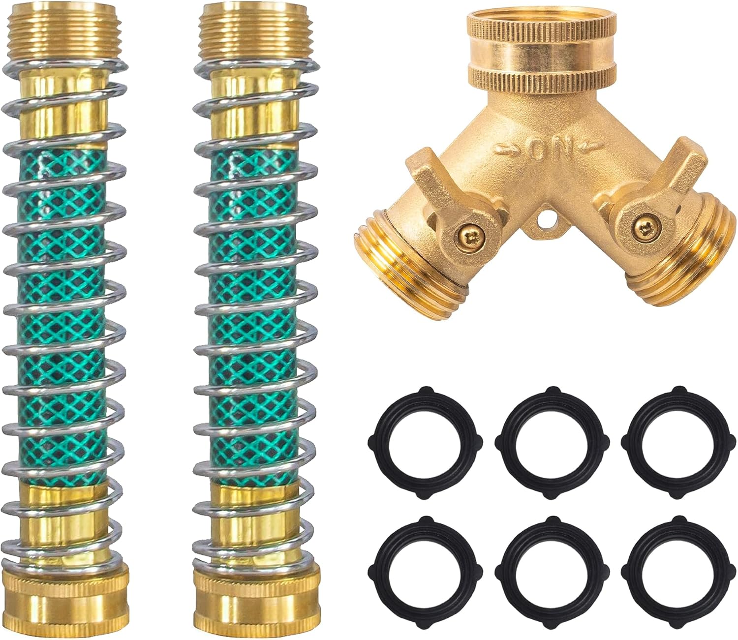Garden Hose Adapter + 2 Way Hose Splitter with Hose Protectors