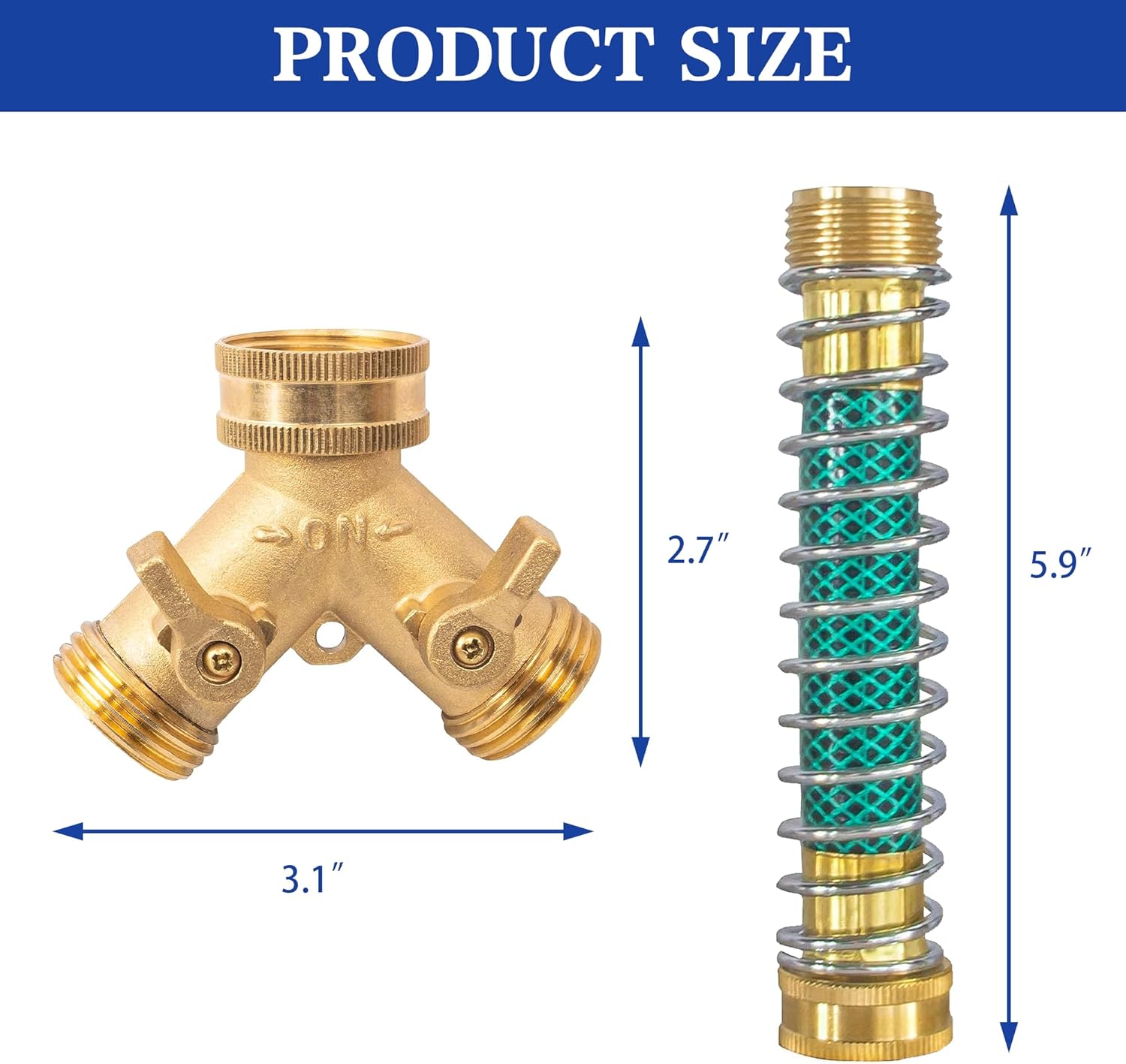 Garden Hose Adapter + 2 Way Hose Splitter with Hose Protectors