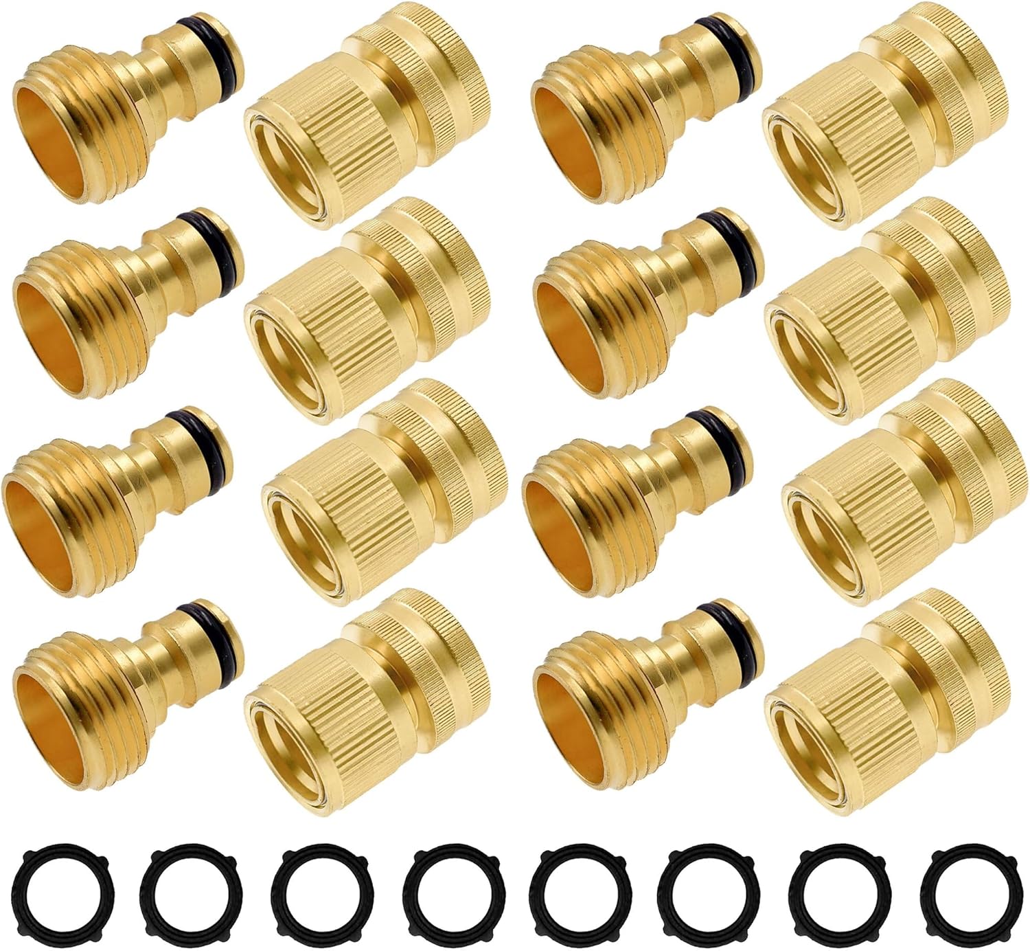 Brass Garden Hose Splitter 4 Way + Garden Hose Quick Connector