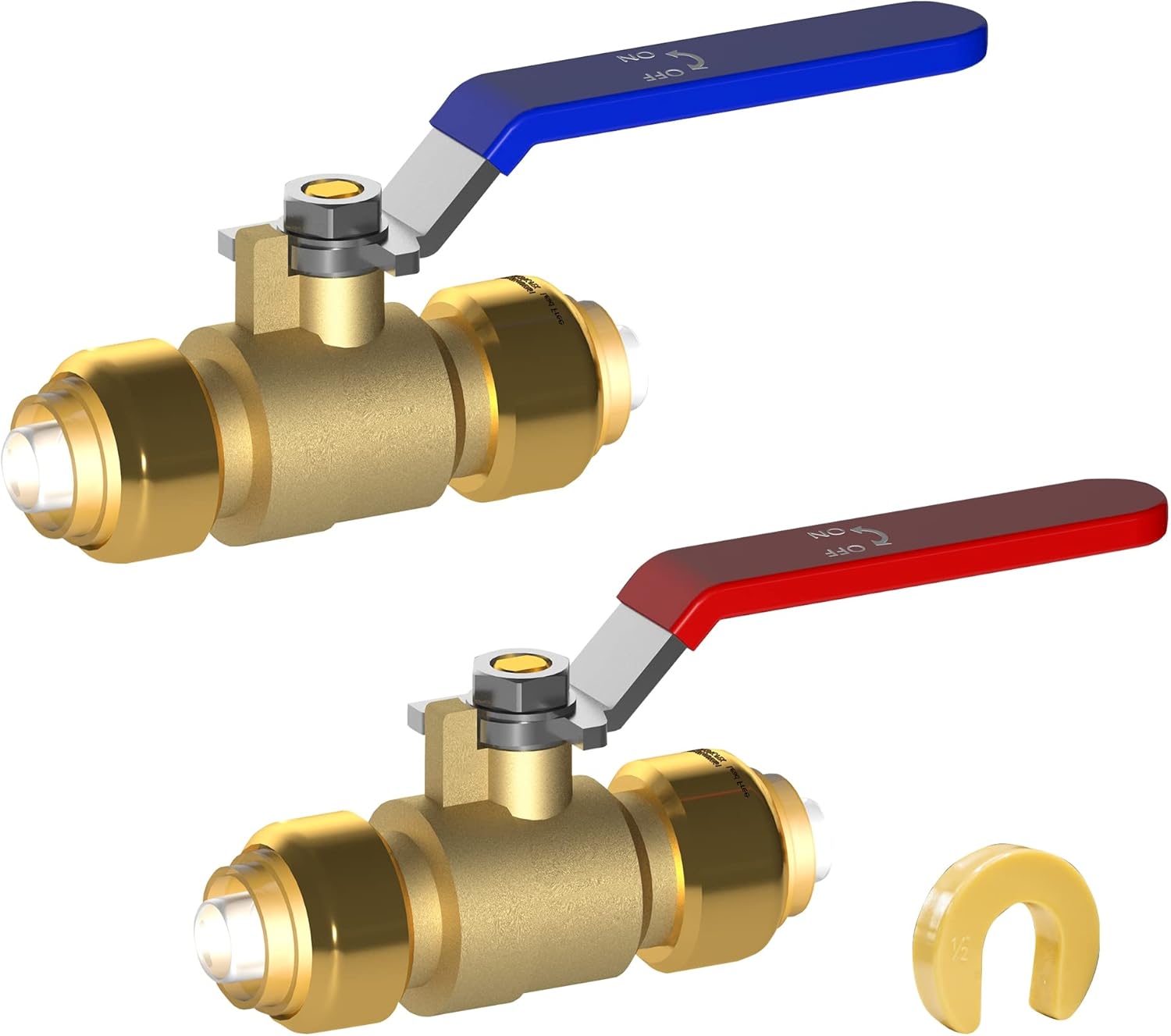 Brass Garden Hose Splitter 4 Way + 1/2 Inch Push-Fit Full Port Ball Valve