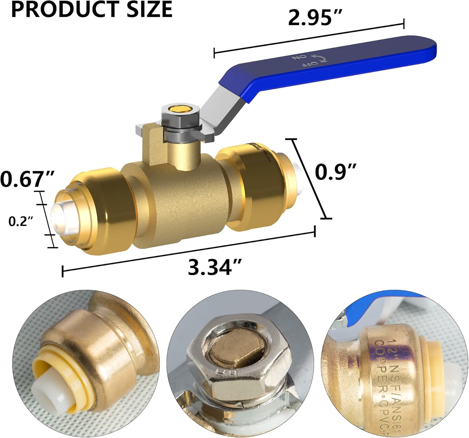 Brass Garden Hose Splitter 4 Way + 1/2 Inch Push-Fit Full Port Ball Valve