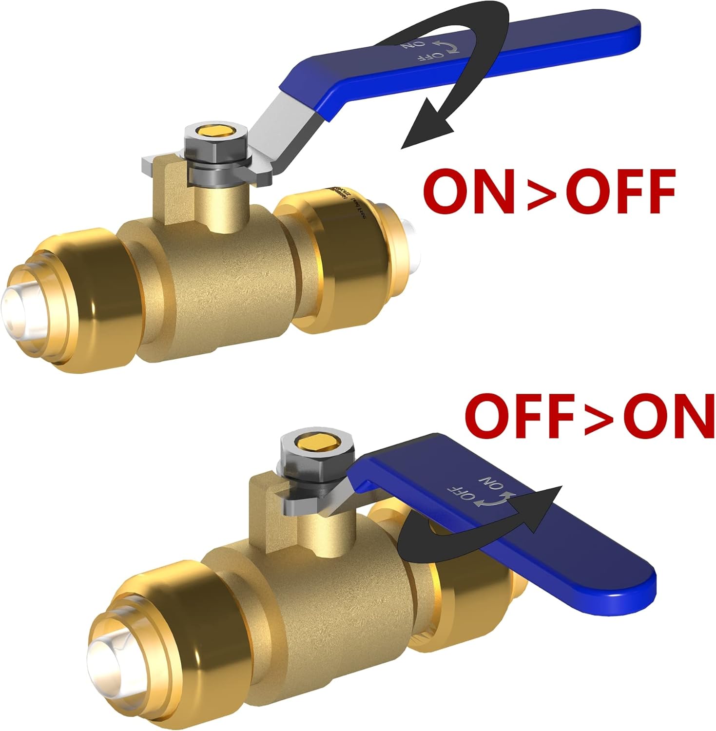 Brass Garden Hose Splitter 4 Way + 1/2 Inch Push-Fit Full Port Ball Valve