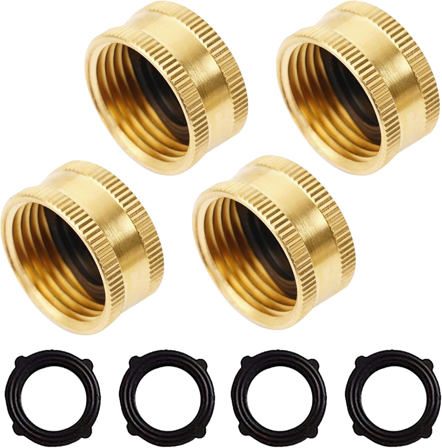Brass Garden Hose Splitter 4 Way + Brass Garden Hose End Caps