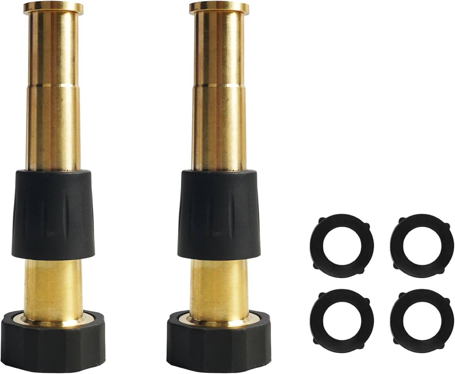 Brass Garden Hose Splitter 4 Way + 5" Jet Sweeper Garden Hose Nozzle