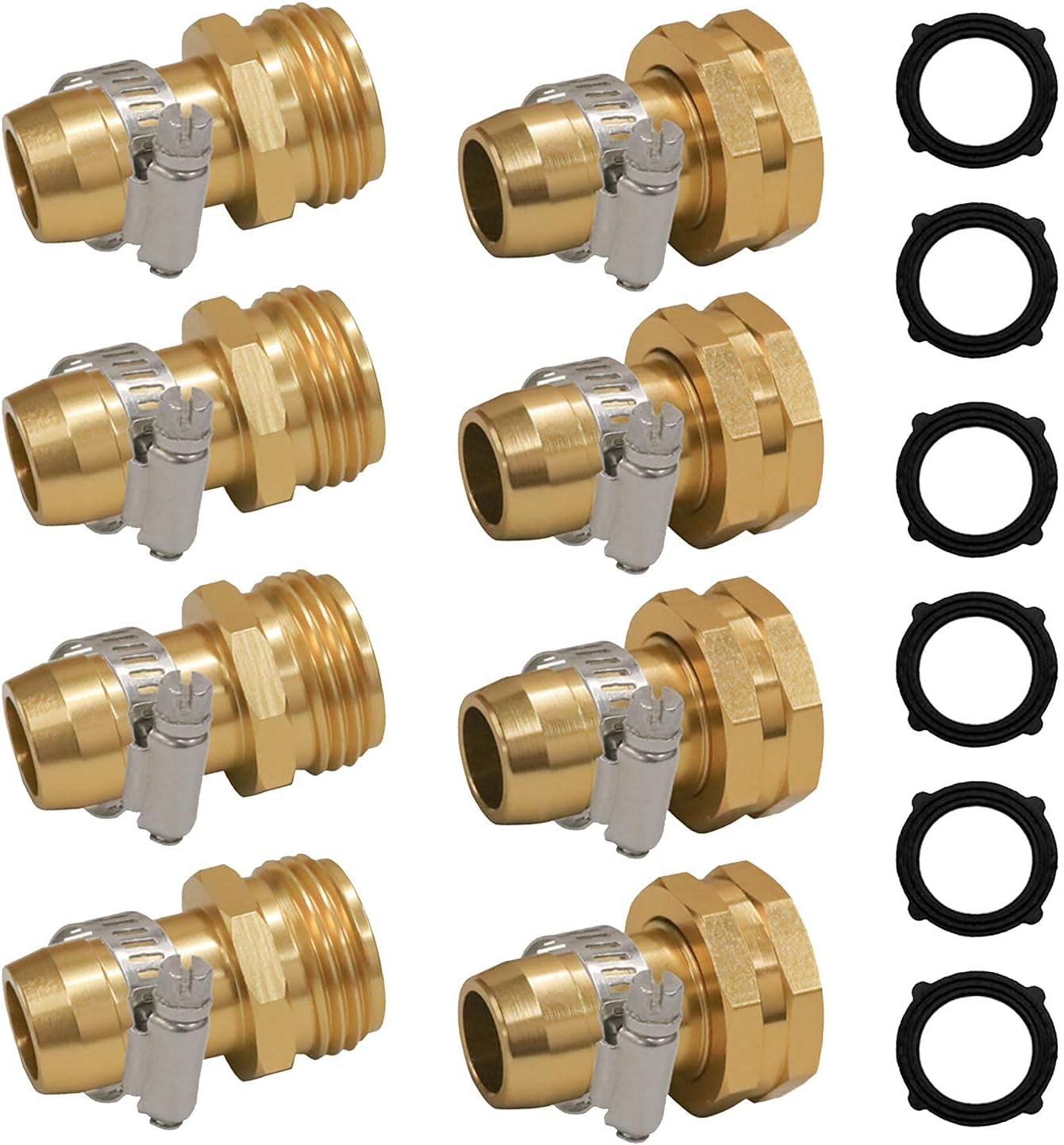 Garden Hose Repair Connector with Clamps + Hose Repair Kit