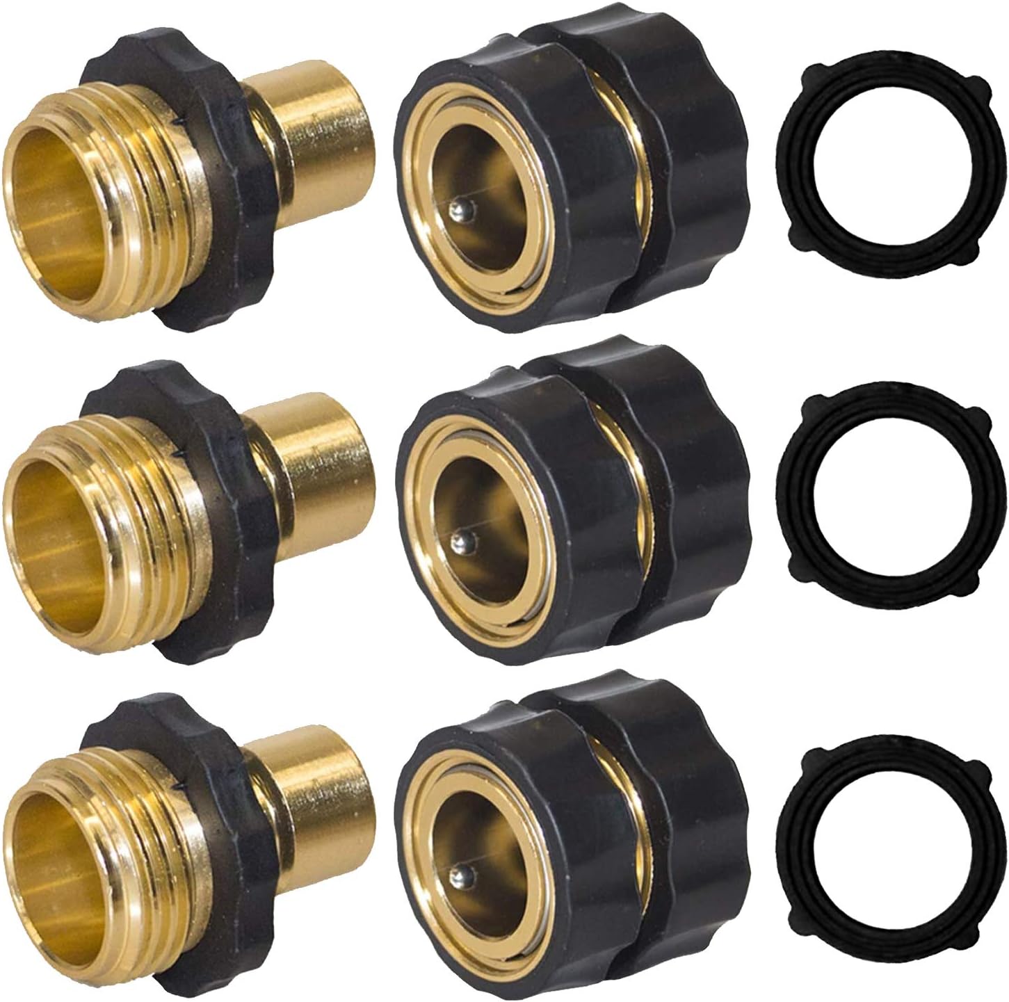 Garden Hose Repair Connector with Clamps + Hose Quick Connector