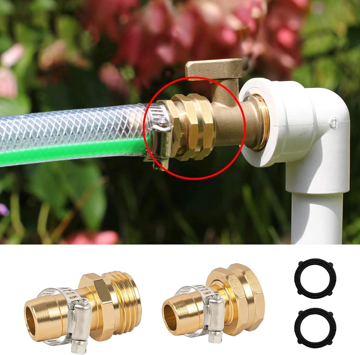 Garden Hose Repair Connector with Clamps + Hose Repair Kit
