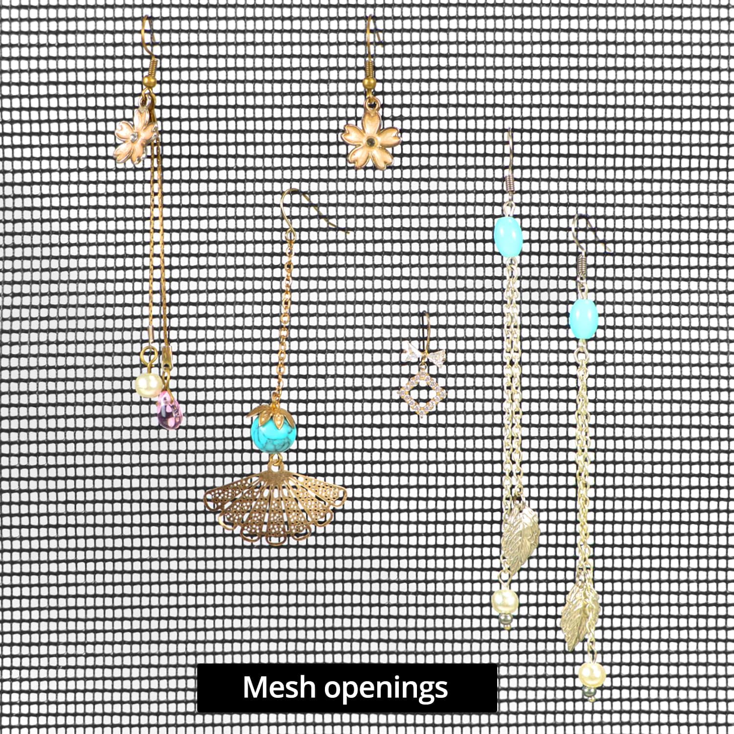 Earring Organizer Hanging Mesh, 2 Pack Wall Jewelry Organizer Necklaces Holder Rack for Earrings, Bracelets, Rings, Girls Hair Clips Hanger