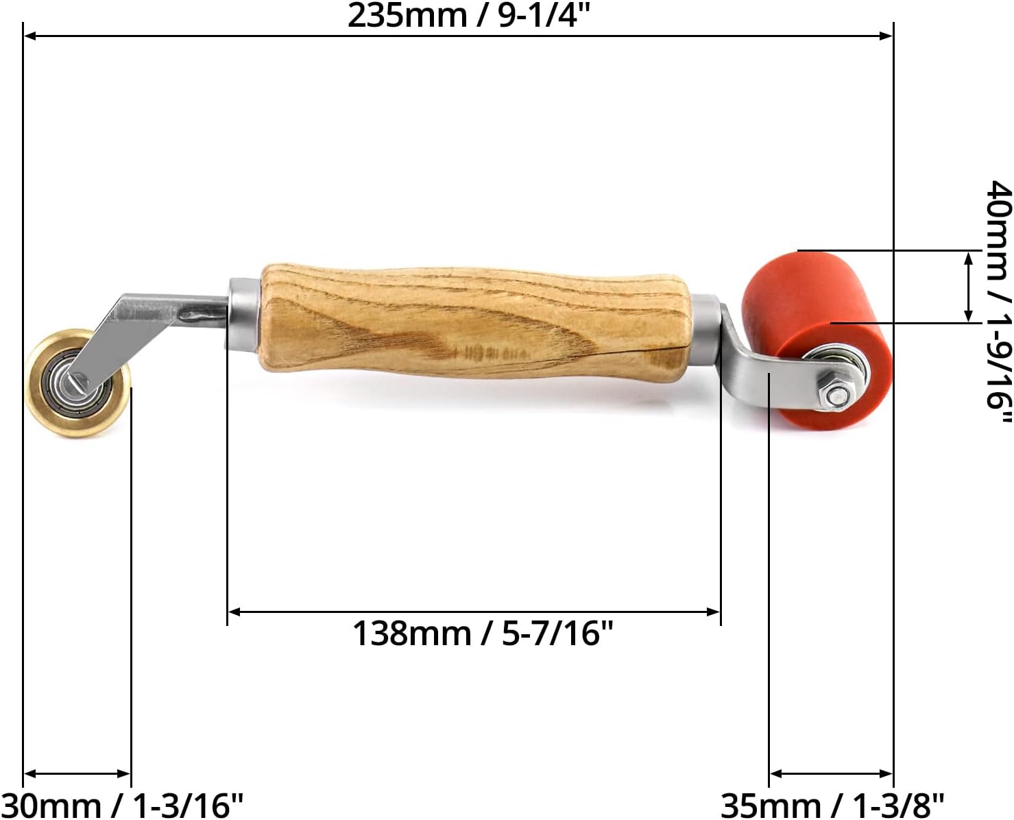 Seam Roller, 40mm Silicone Seam Roller with 6mm Brass Detail Penny Roller, Smoothing Seam Roller Tool for PVC/TPO/EPDM Single Ply Roofing Tape