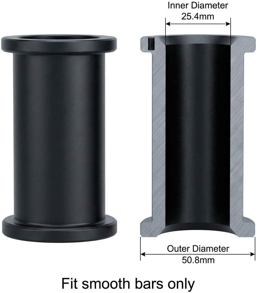 Adapter Sleeves 1" to 2" – 8" Length, 2 Pairs, 600 lbs Load, Locking Bolt & Caps for Racks, Bars & Plates