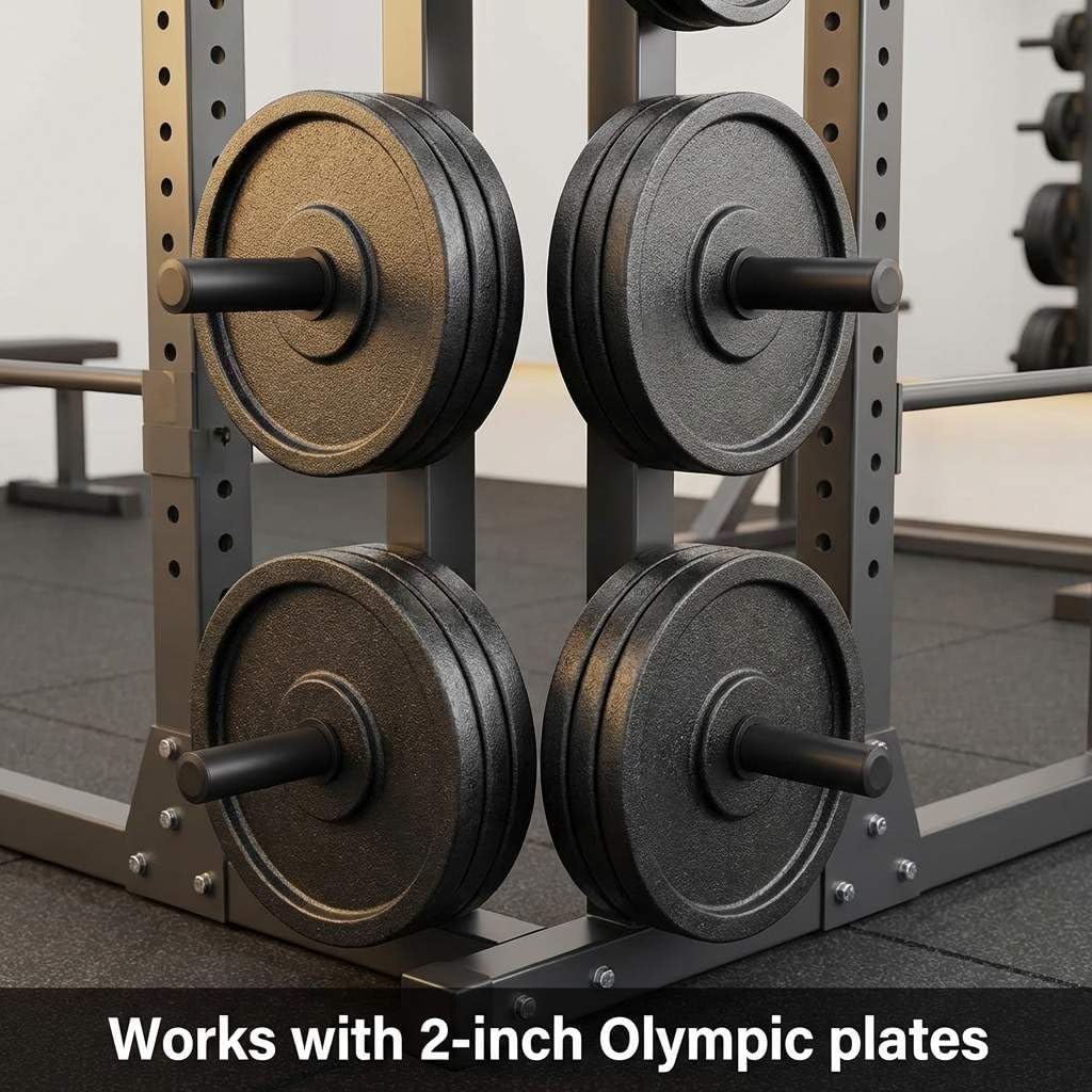 Adapter Sleeves 1" to 2" – 8" Length, 2 Pairs, 600 lbs Load, Locking Bolt & Caps for Racks, Bars & Plates