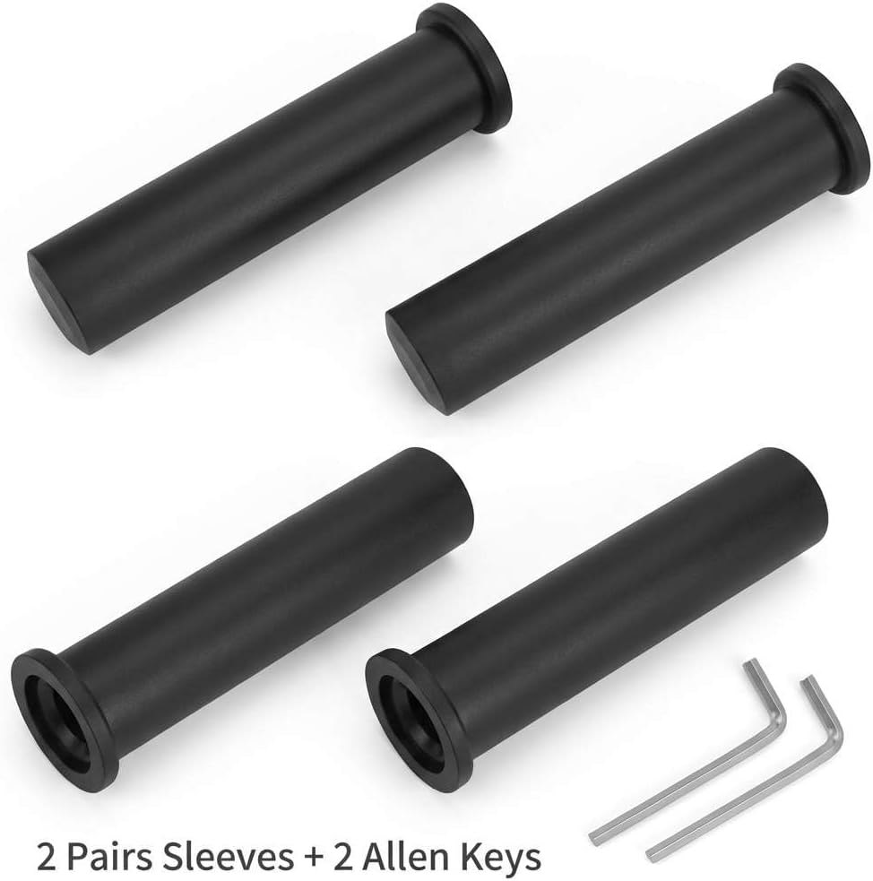 Adapter Sleeves 1" to 2" – 8" Length, 2 Pairs, 600 lbs Load, Locking Bolt & Caps for Racks, Bars & Plates