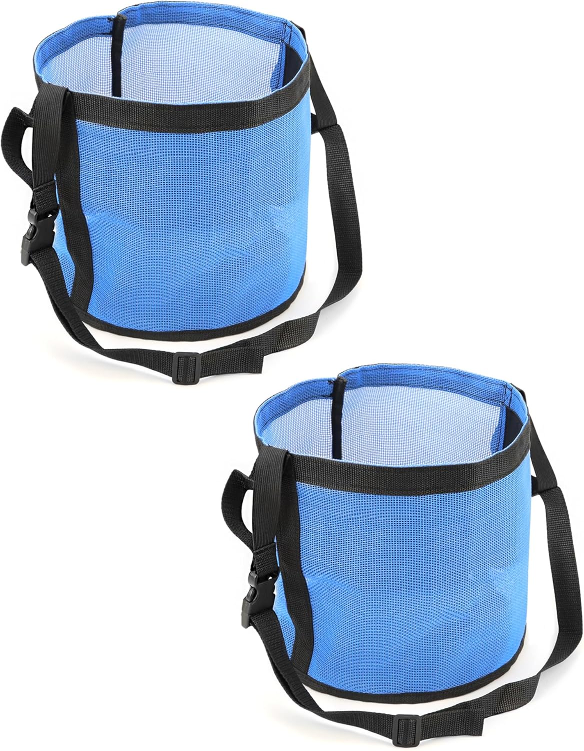 2 Pack Horse Feed Bag for Grain - Durable Mesh Grain Feeder with Adjustable Strap, Comfortable Neck and Nose Pad Horse Muzzle Feed Bag, for Feeding Grain, Powder, Supplements, Blue