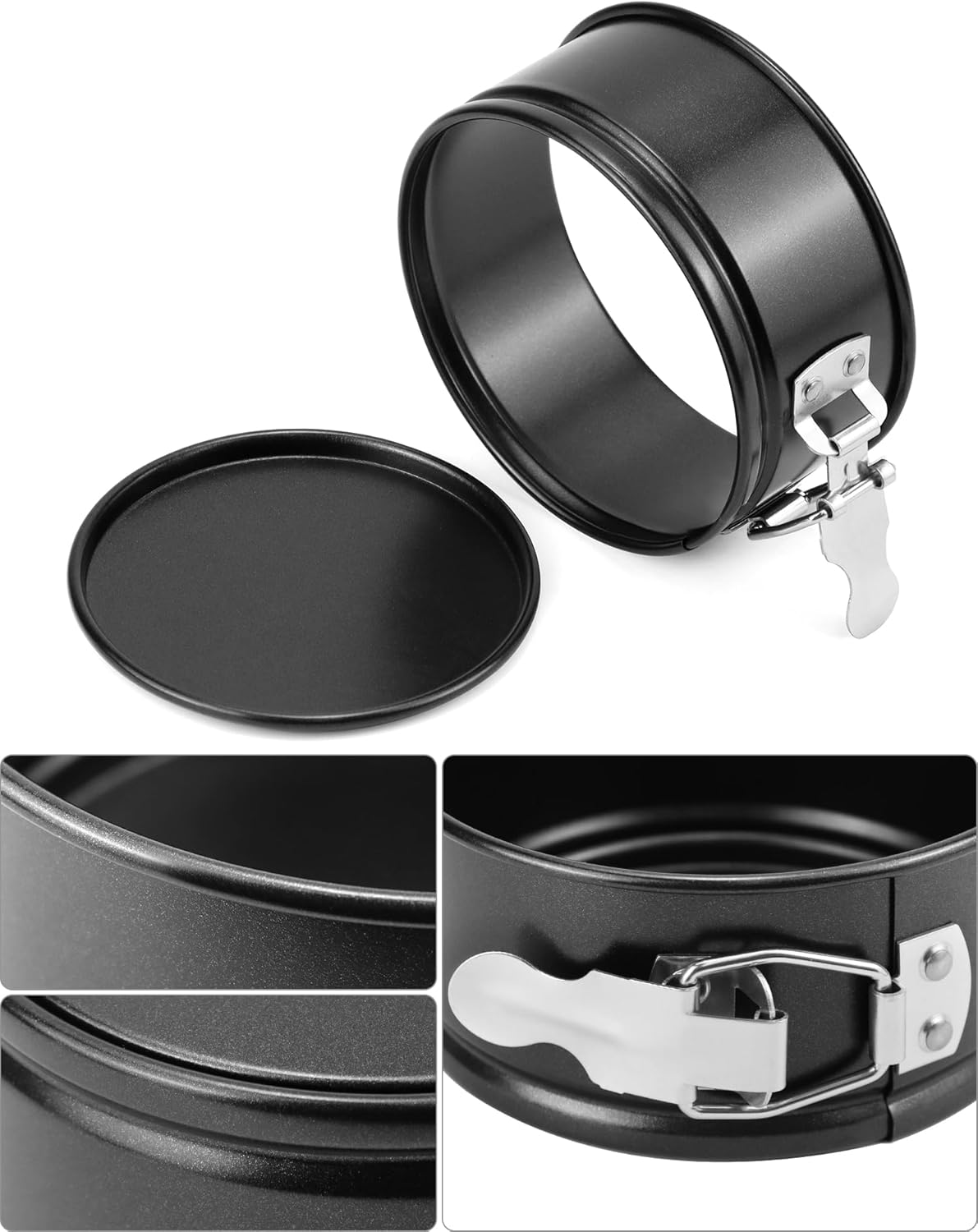 4 Inch Springform Pan Set, Nonstick, Leakproof Mini Cheesecake Pans with Removable Bottom, Carbon and Stainless Steel Construction, 8 Pcs