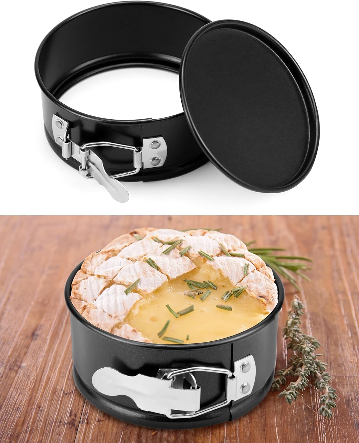 4 Inch Springform Pan Set, Nonstick, Leakproof Mini Cheesecake Pans with Removable Bottom, Carbon and Stainless Steel Construction, 8 Pcs