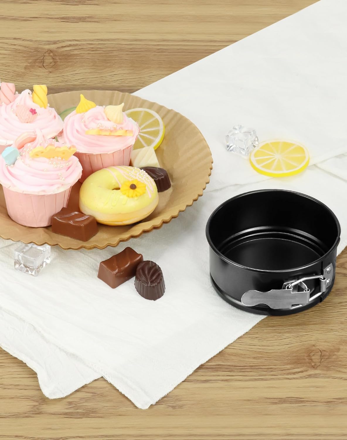4 Inch Springform Pan Set, Nonstick, Leakproof Mini Cheesecake Pans with Removable Bottom, Carbon and Stainless Steel Construction, 8 Pcs