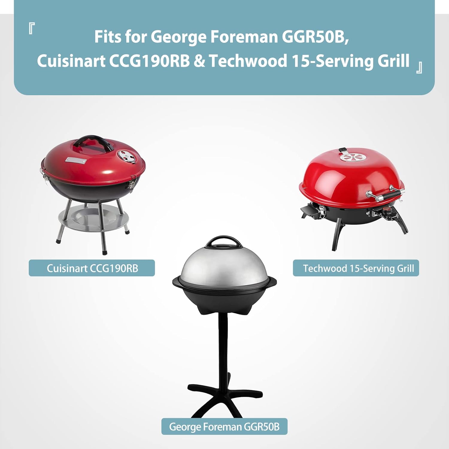 Waterproof Small Round Grill Cover - Fits George Foreman, Techwood, Cuisinart, Homewell Electric Grills, Weber Jumbo Joe Charcoal Grill and More - 19.2" Diameter x 17.6" Height