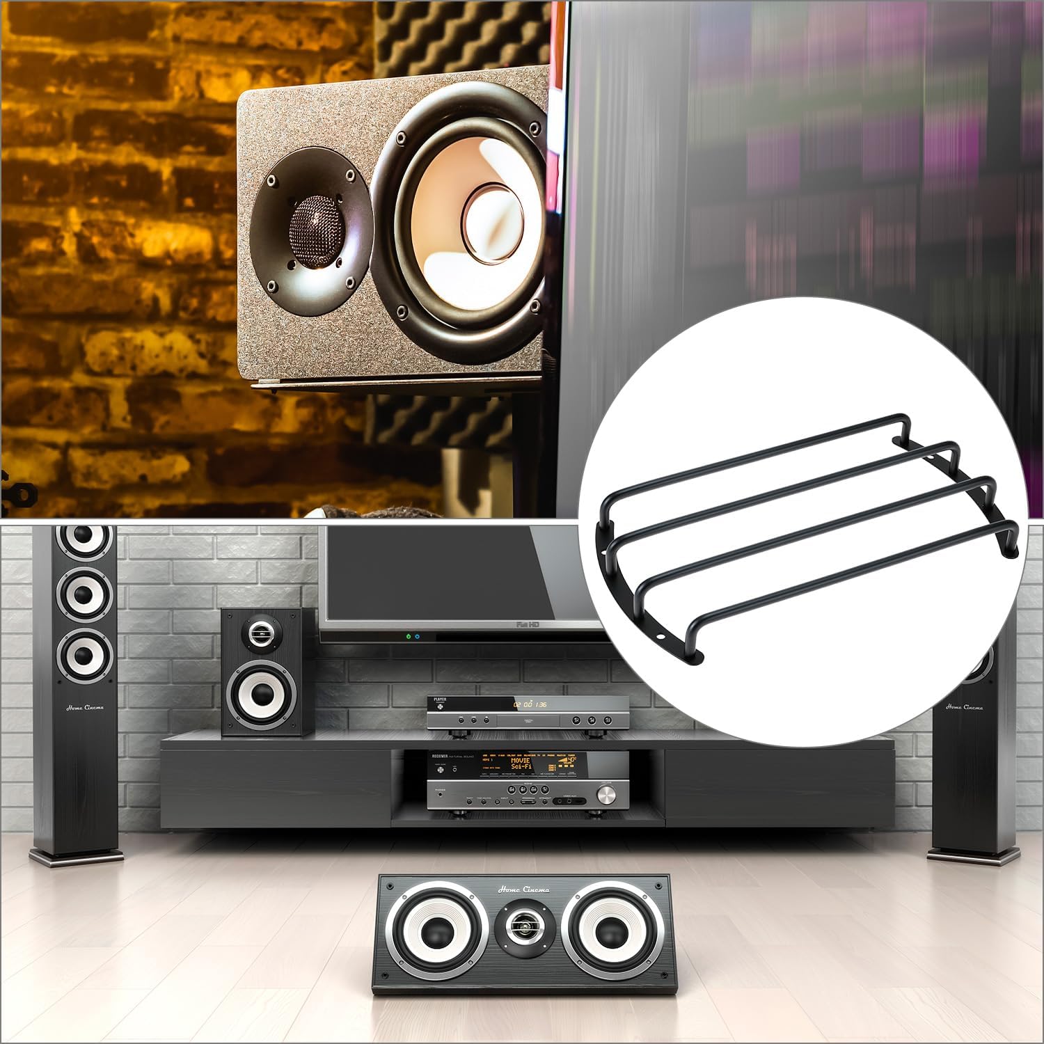 Speaker Grill Cover Set, 2 Pcs 10" Metal Bar Grille Audio, 4 Bars Speaker Subwoofer Grill Grille Cover, Compatible with Most Round Car Audio Subwoofers