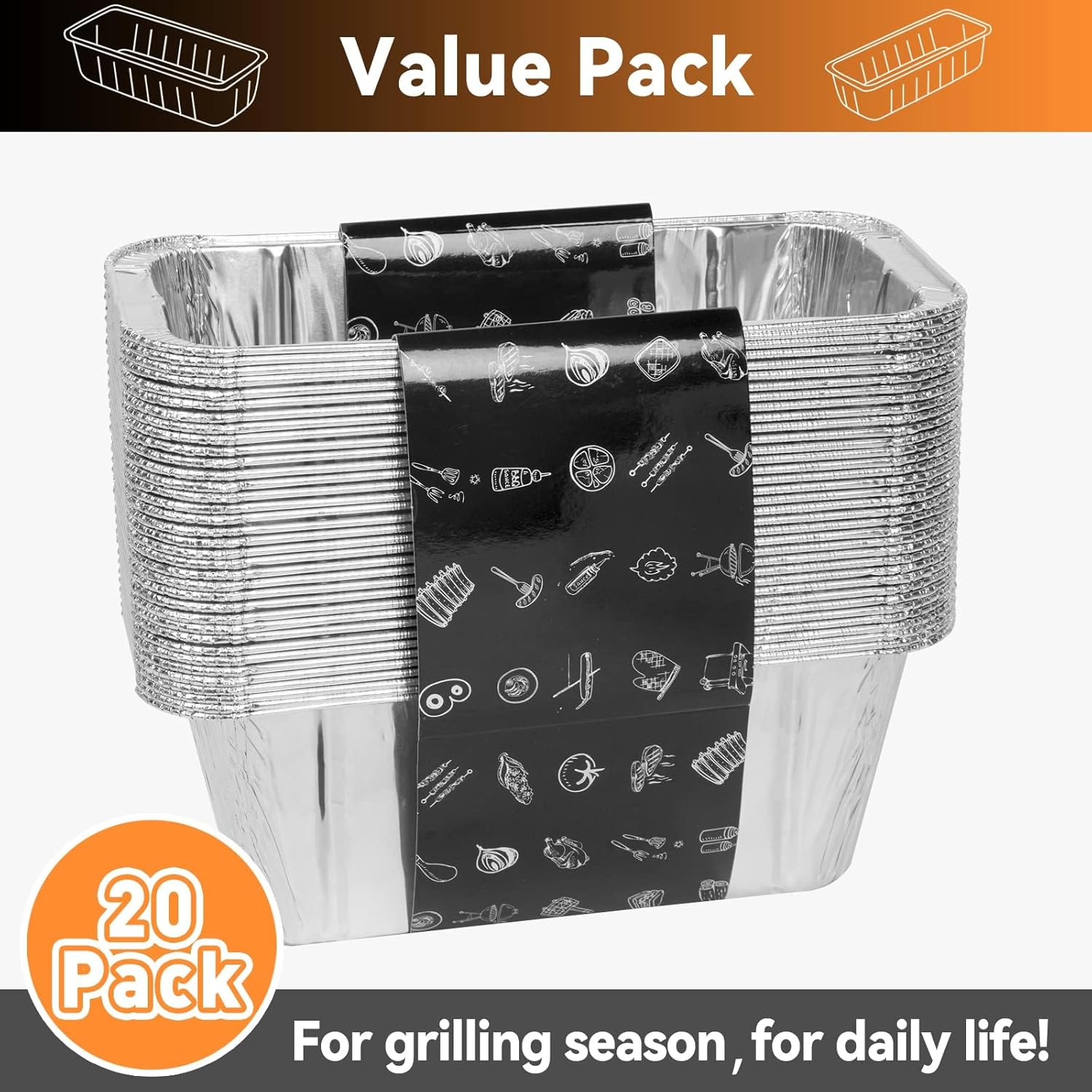 50-Pack Grease Cup Liners for Blackstone 28, 30, 36, 17, 22 Inch Griddle with Rear Grease Cup, Disposable Aluminum Foil Drip Pan, 8 x 3.7 Inch, 5017