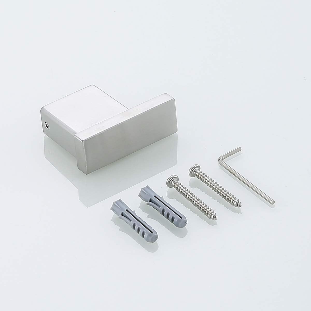 Brushed Nickel Towel Hook for Bathroom Square Modern Wall Mounted Robe Hook Coat Hooks Wall Hook Contemporary Bath Towel Hooks SUS304 Stainless Steel 2 Pack .96009-8BS