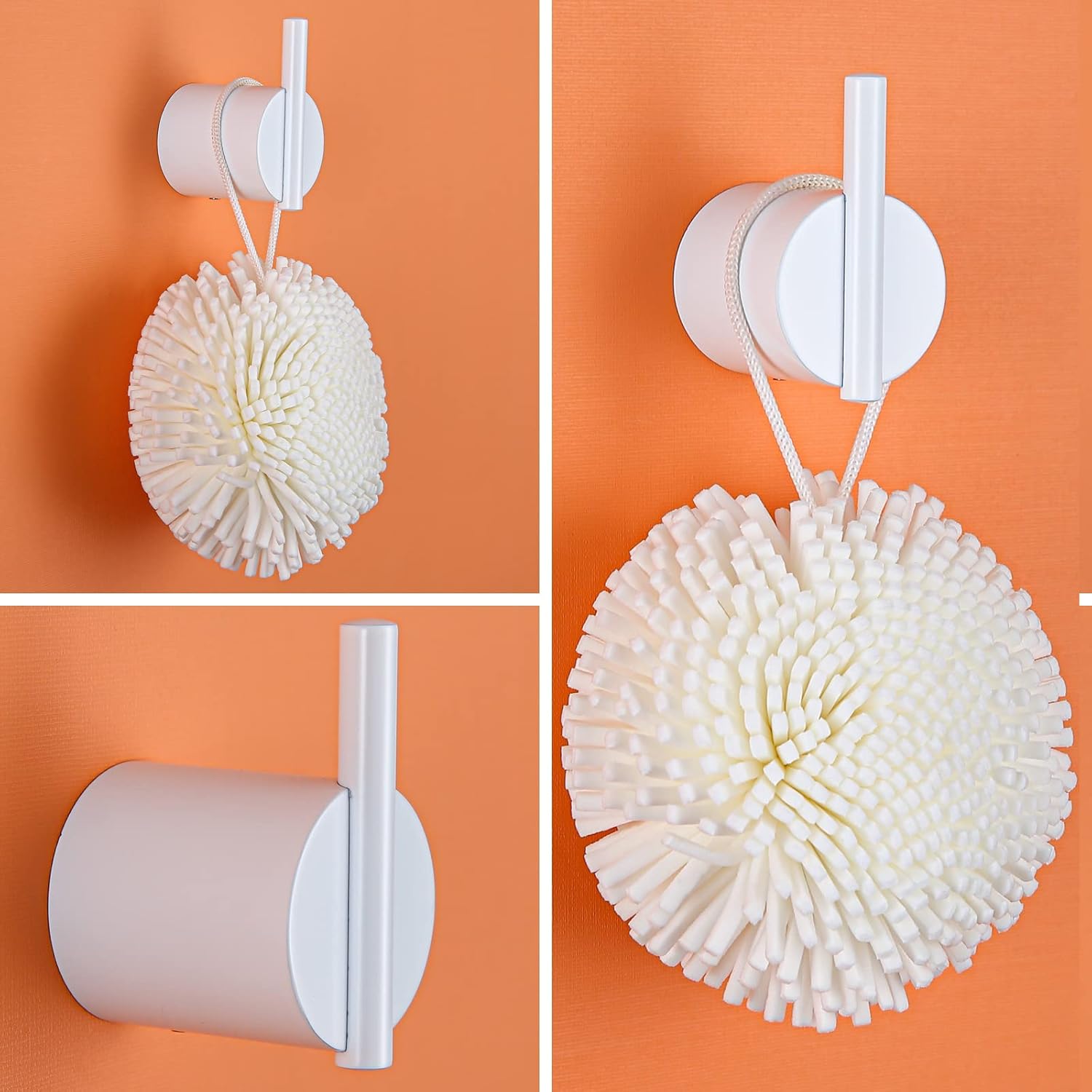 Towel Hooks White Wall Hooks Individual Coat Hooks Stainless Steel Hand Towel Holder Modern Metal Robe Hook for Bathroom Kitchen Wall Mounted 2 Pack