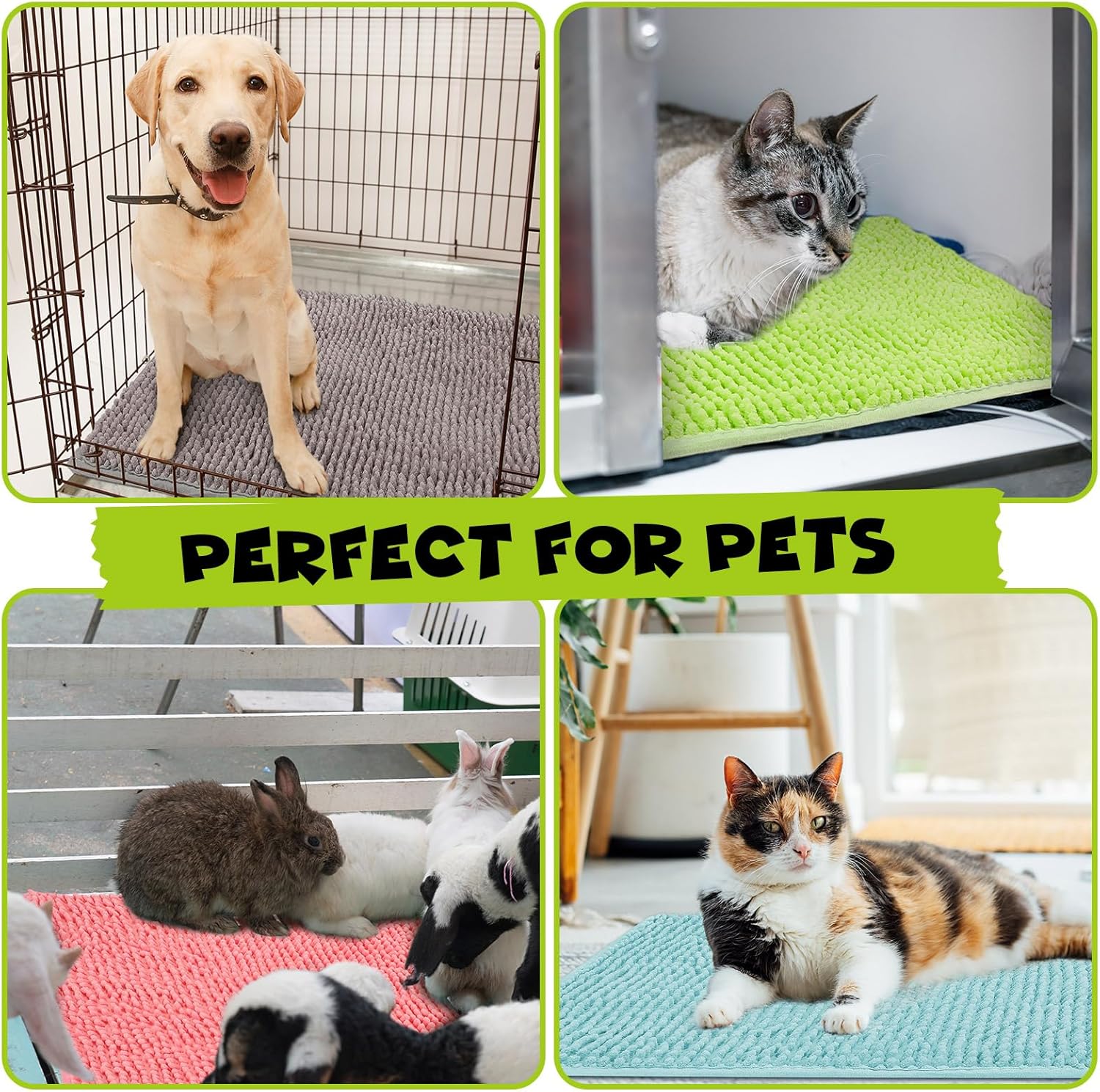 8 Pcs Guinea Pig Cage Liner for Guinea Pig Cage Bedding Reusable Rabbit Mat Pad Washable Training Pad Animal Sleeping Bedding Mat 16x12'',Gray, Green, Pink, Blue