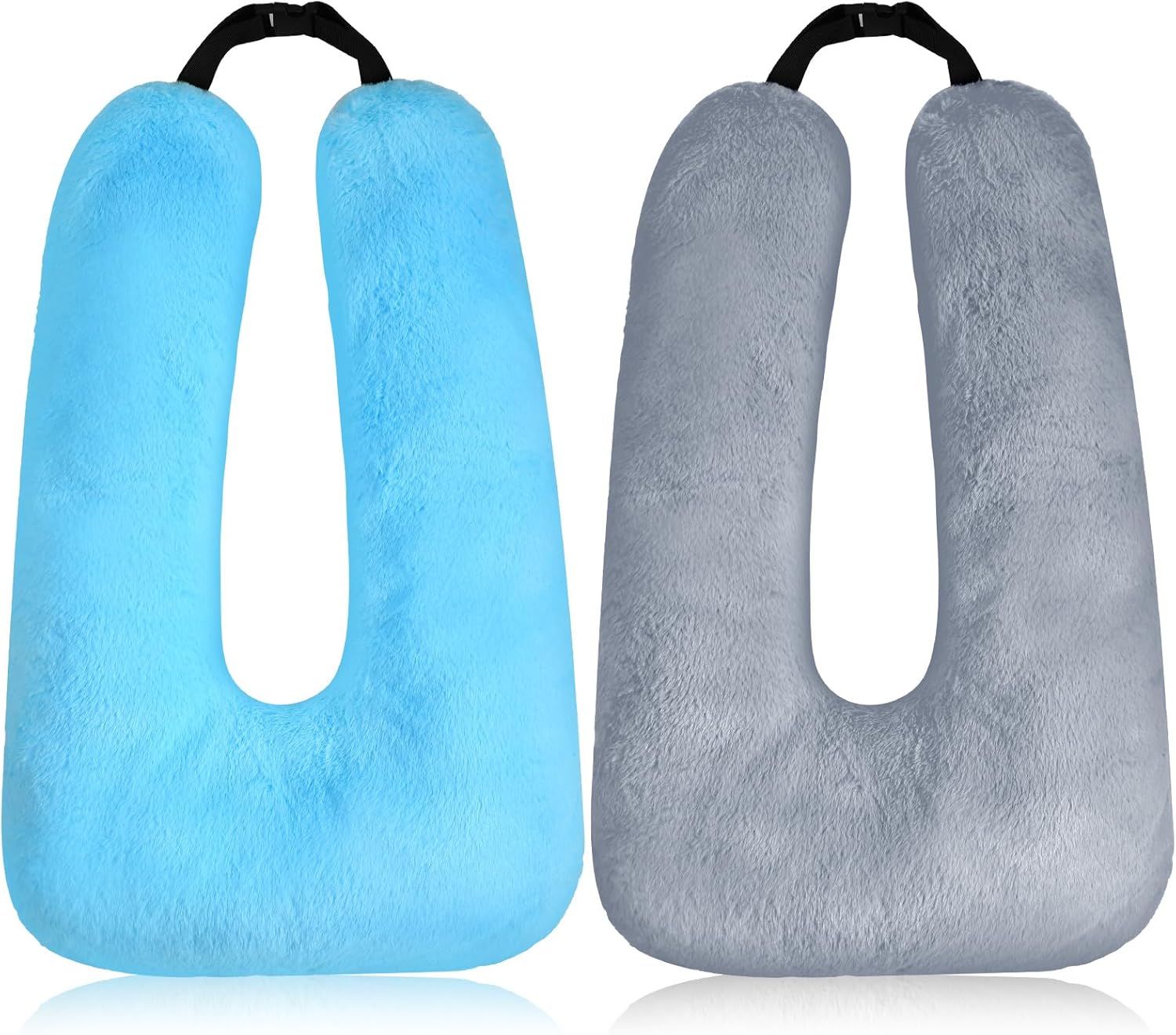 2 Pcs Car Travel Pillow for the Back Seat 28 x 18 in Sleeping Reading Pillows for Long Distance Travel Car Cushion for Kids Adults Head and Body Support U Shaped Pad for Travel Gray, Blue