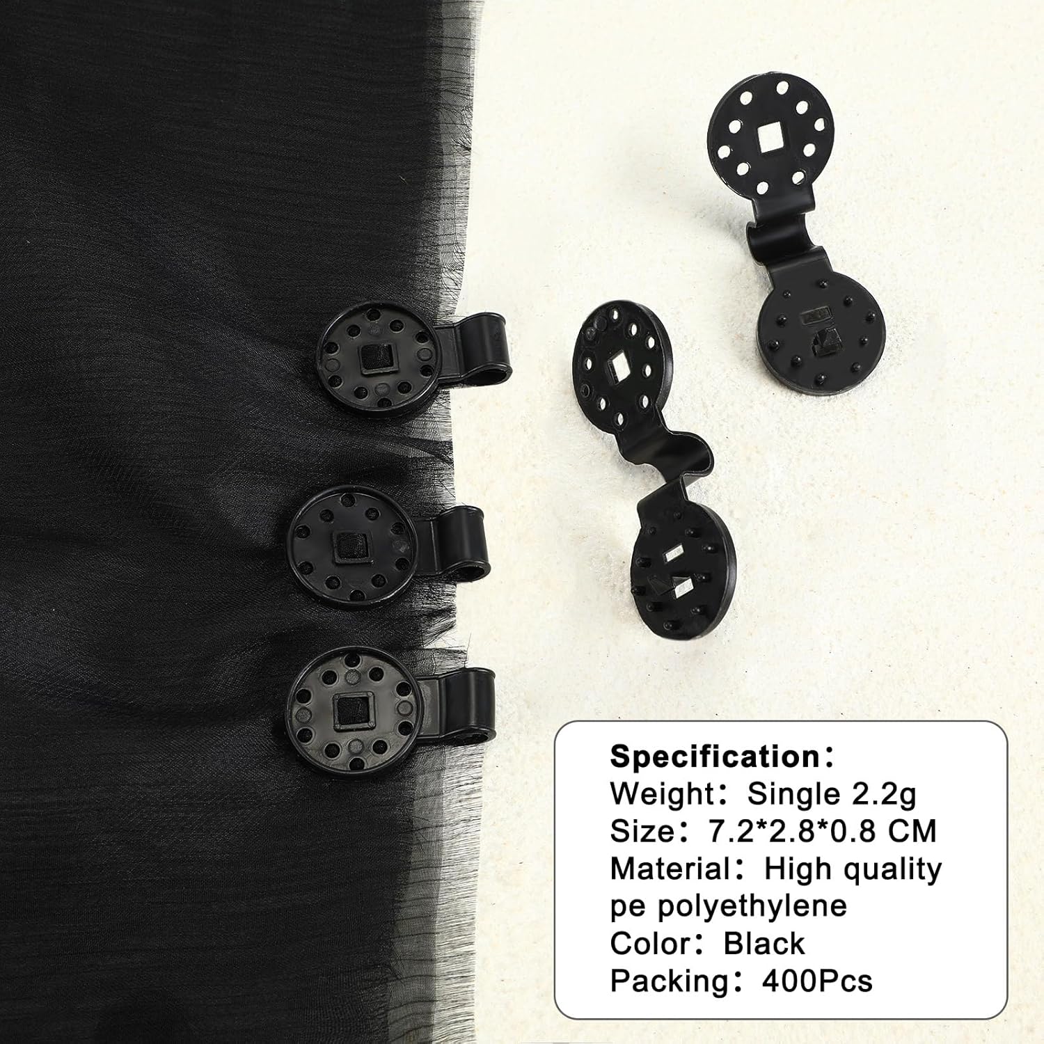 400 Pcs Black Shade Cloth Plastic Clips Round Sunshade Net Fixing Clip Fabric Clips for Garden Anti Bird Netting Greenhouse Outdoor Agricultural Netting Fabric Accessories