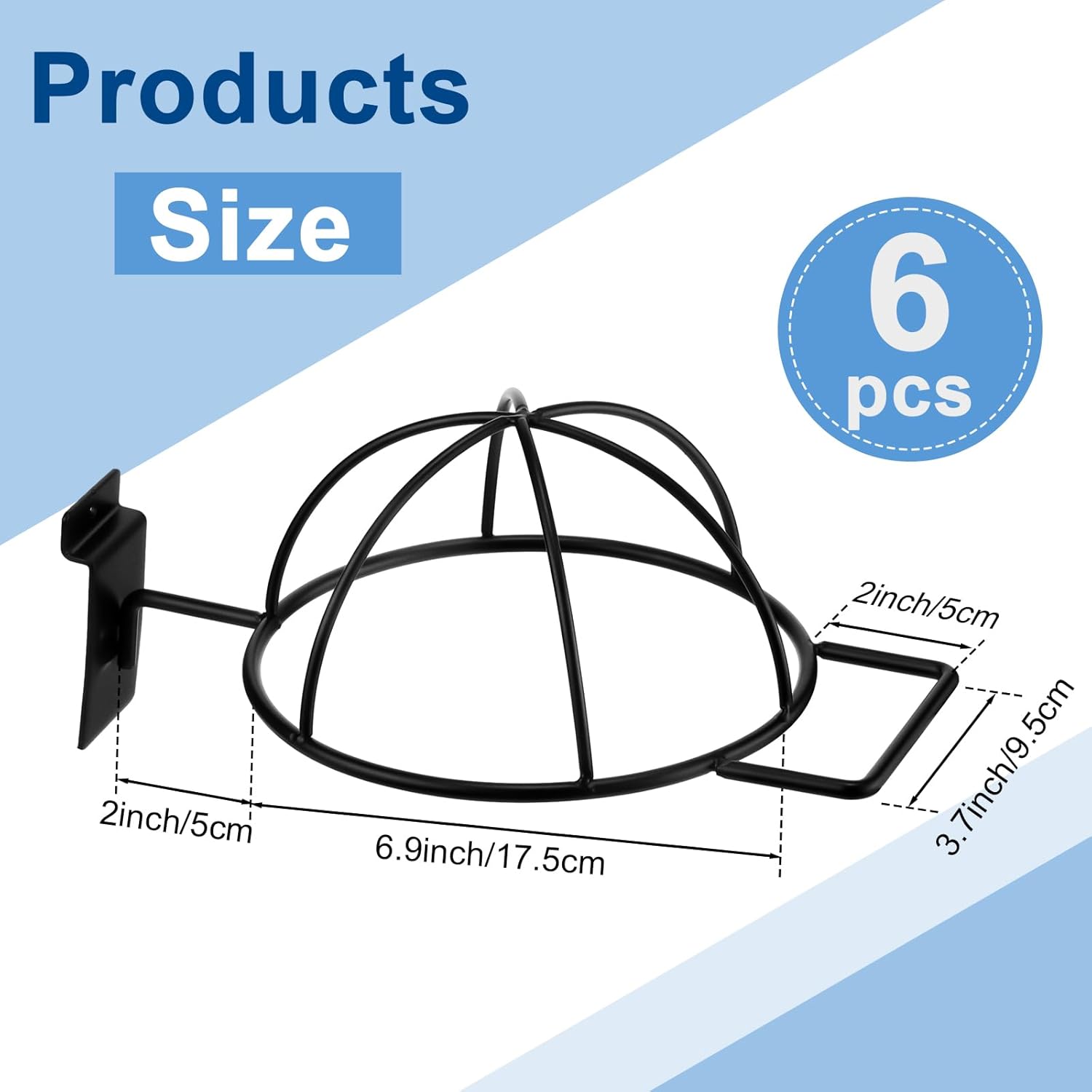 6 Pcs Slat Wall Hat Display Wire Headwear Rack Slatwall Accessories Metal Retail Display Racks for Baseball Hats Beanies Wigs Organization, Home, Retail Store, Warehouse Black