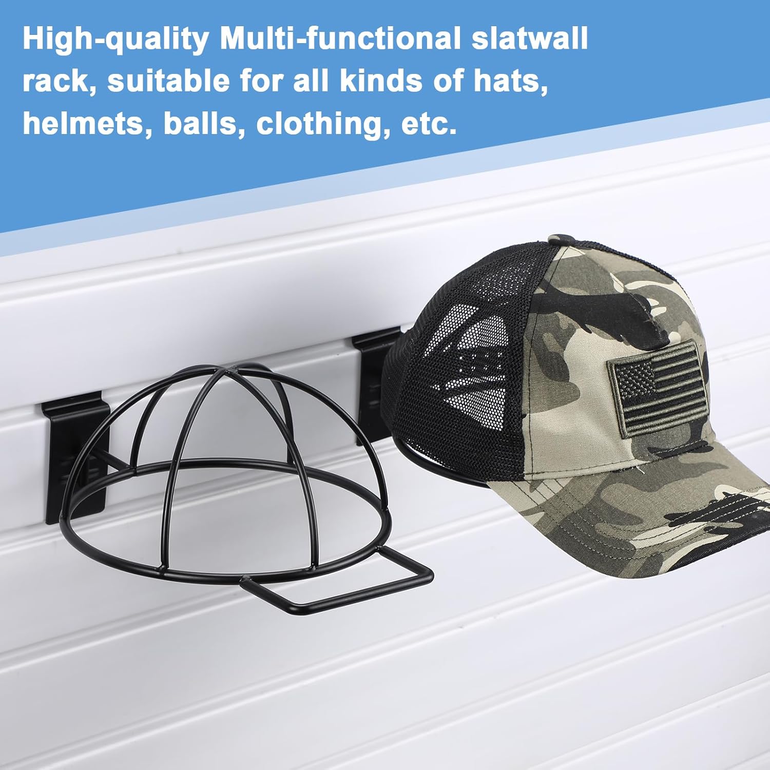 6 Pcs Slat Wall Hat Display Wire Headwear Rack Slatwall Accessories Metal Retail Display Racks for Baseball Hats Beanies Wigs Organization, Home, Retail Store, Warehouse Black