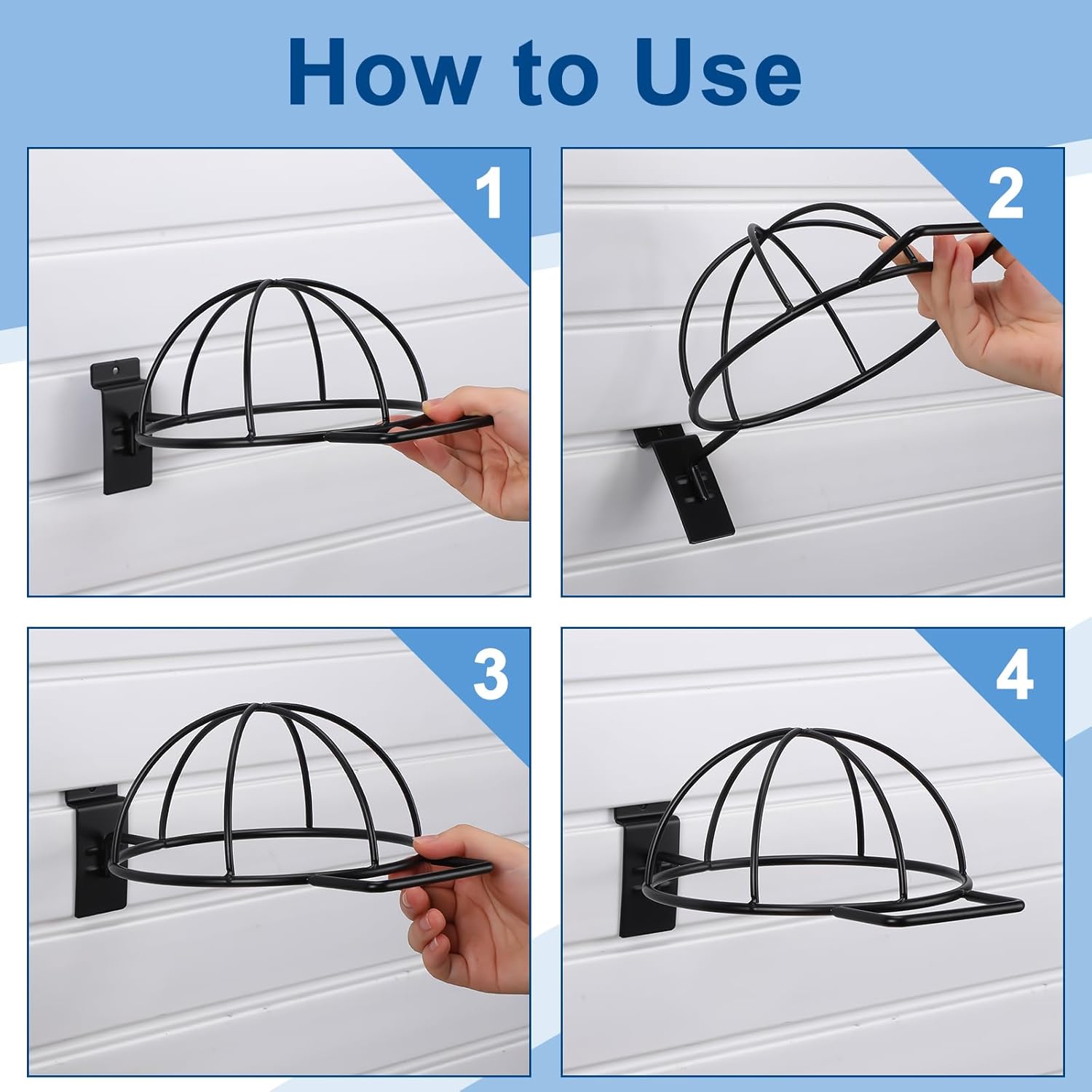 6 Pcs Slat Wall Hat Display Wire Headwear Rack Slatwall Accessories Metal Retail Display Racks for Baseball Hats Beanies Wigs Organization, Home, Retail Store, Warehouse Black