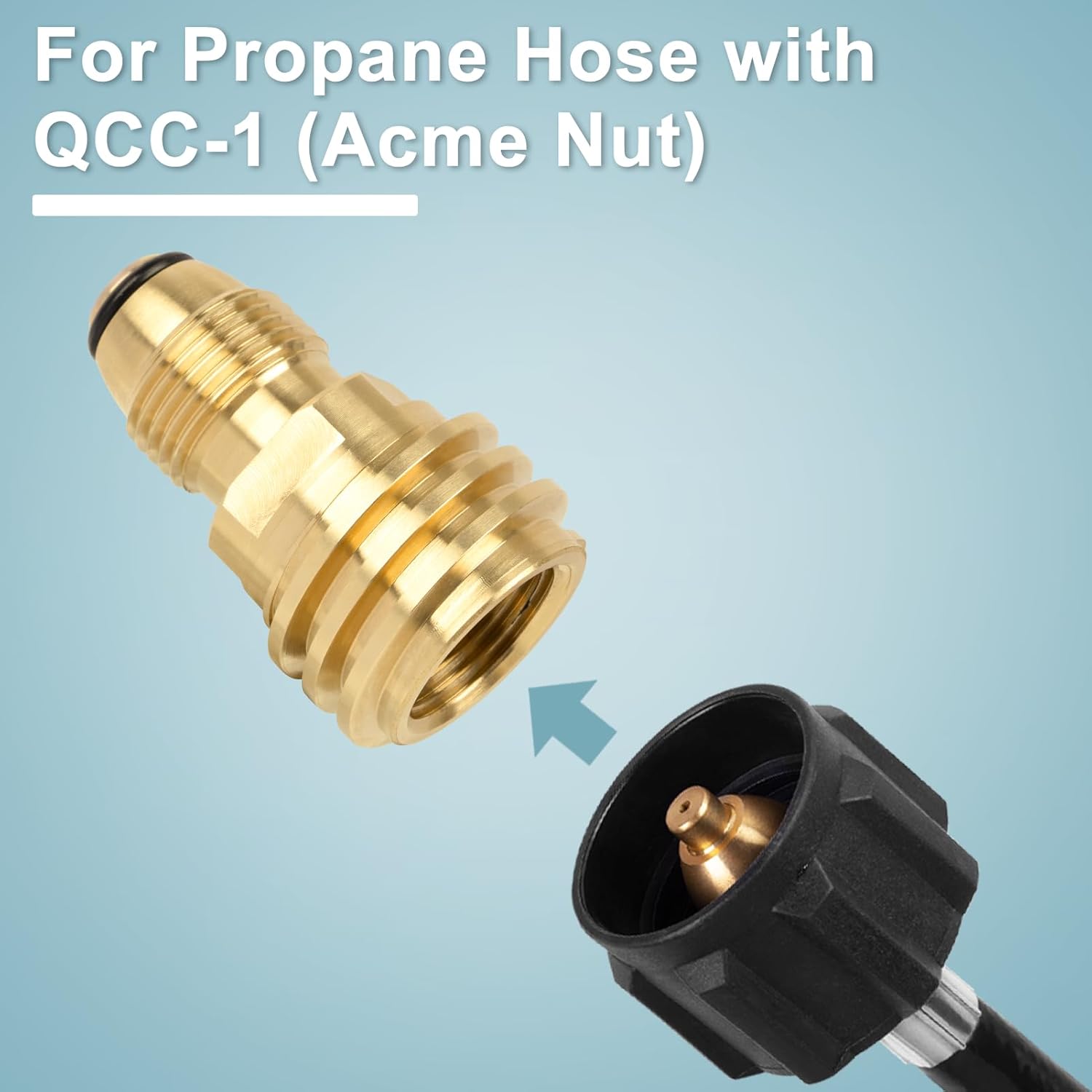 POL to QCC1 Propane Tank Adapter - Old to New, 100 lb LP Tank Valve to Type-1 Fitting, Solid Brass, 2 Pack