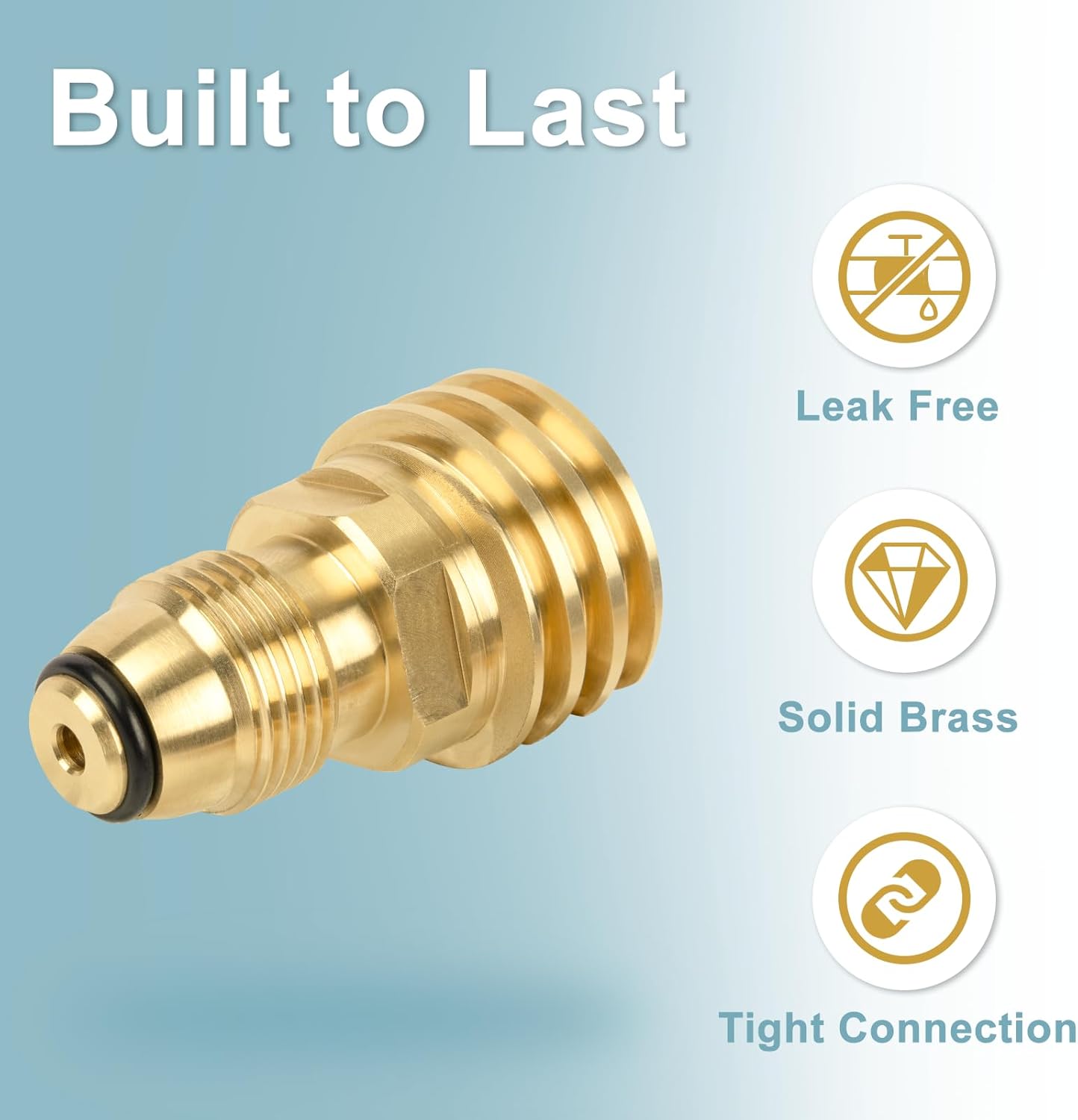 POL to QCC1 Propane Tank Adapter - Old to New, 100 lb LP Tank Valve to Type-1 Fitting, Solid Brass, 2 Pack