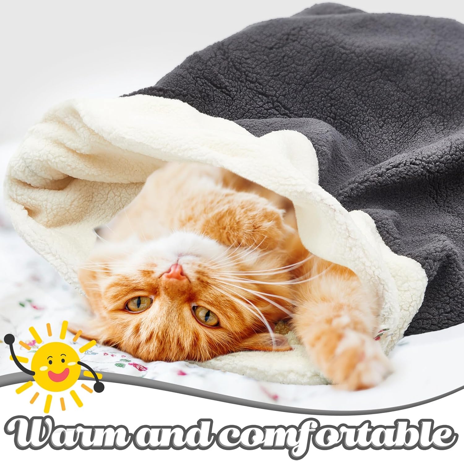 2 Pcs Cat Bed Cave Cat Sleeping Bag Kitten Bed Sack pet Cave Warming Pad Sack PET Mat for Kitten Puppy Small Dogs, 24 x 22 Inch