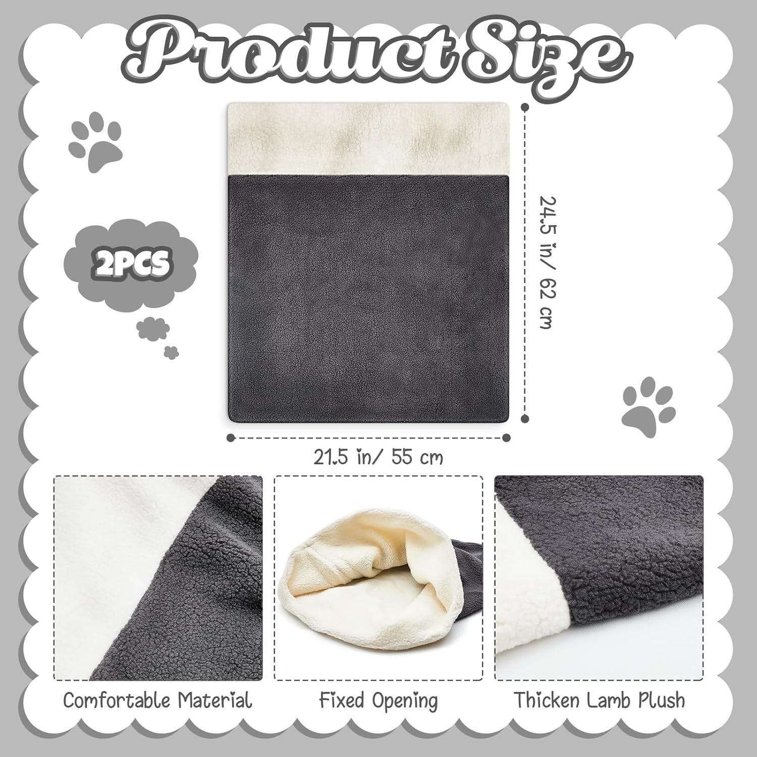 2 Pcs Cat Bed Cave Cat Sleeping Bag Kitten Bed Sack pet Cave Warming Pad Sack PET Mat for Kitten Puppy Small Dogs, 24 x 22 Inch