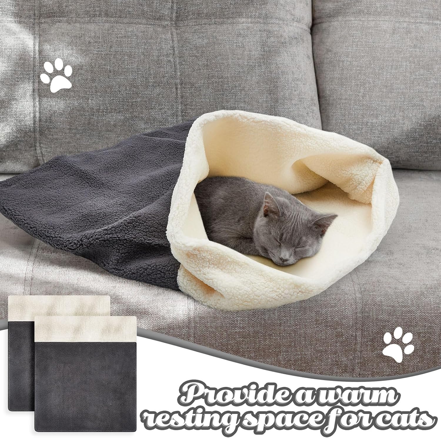 2 Pcs Cat Bed Cave Cat Sleeping Bag Kitten Bed Sack pet Cave Warming Pad Sack PET Mat for Kitten Puppy Small Dogs, 24 x 22 Inch