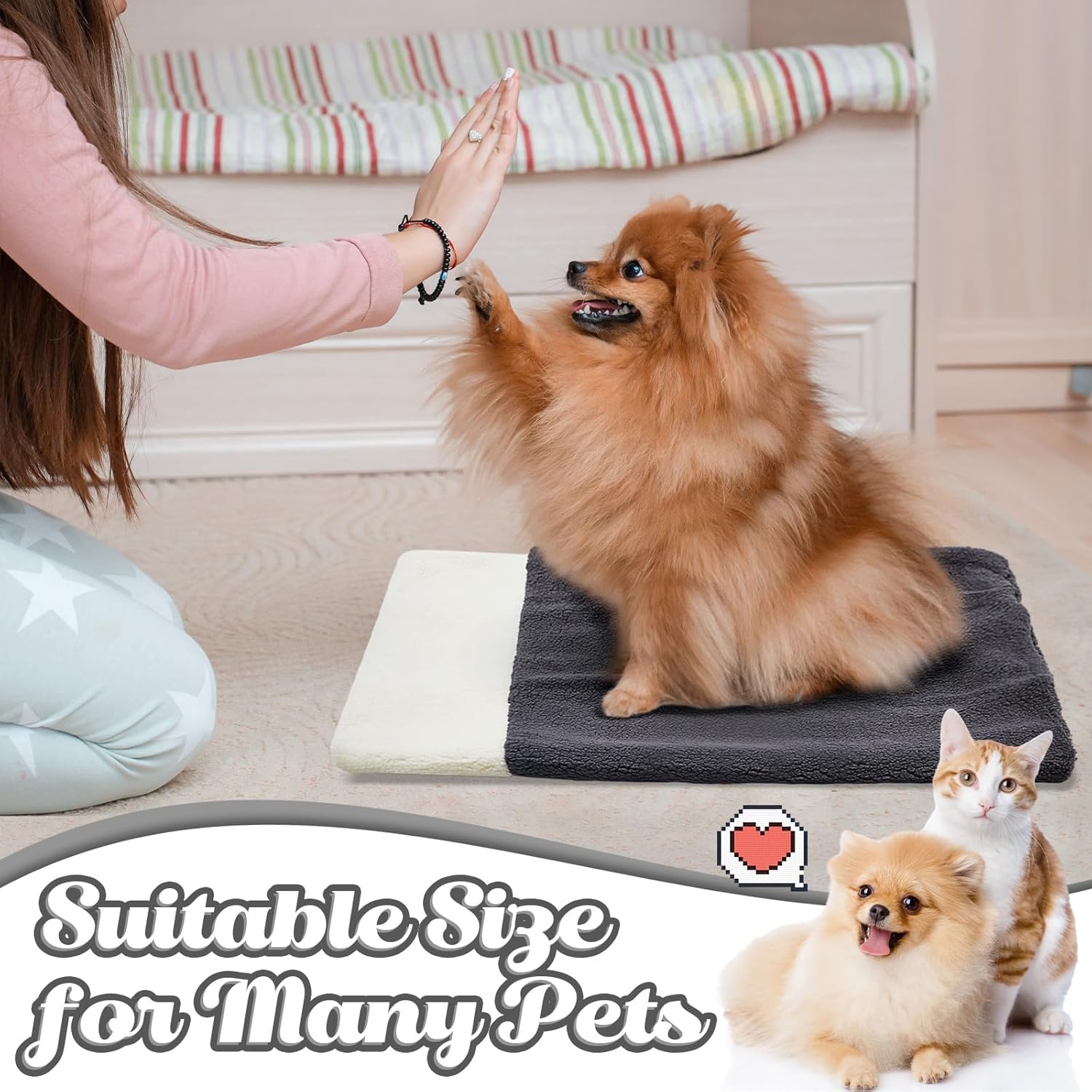 2 Pcs Cat Bed Cave Cat Sleeping Bag Kitten Bed Sack pet Cave Warming Pad Sack PET Mat for Kitten Puppy Small Dogs, 24 x 22 Inch