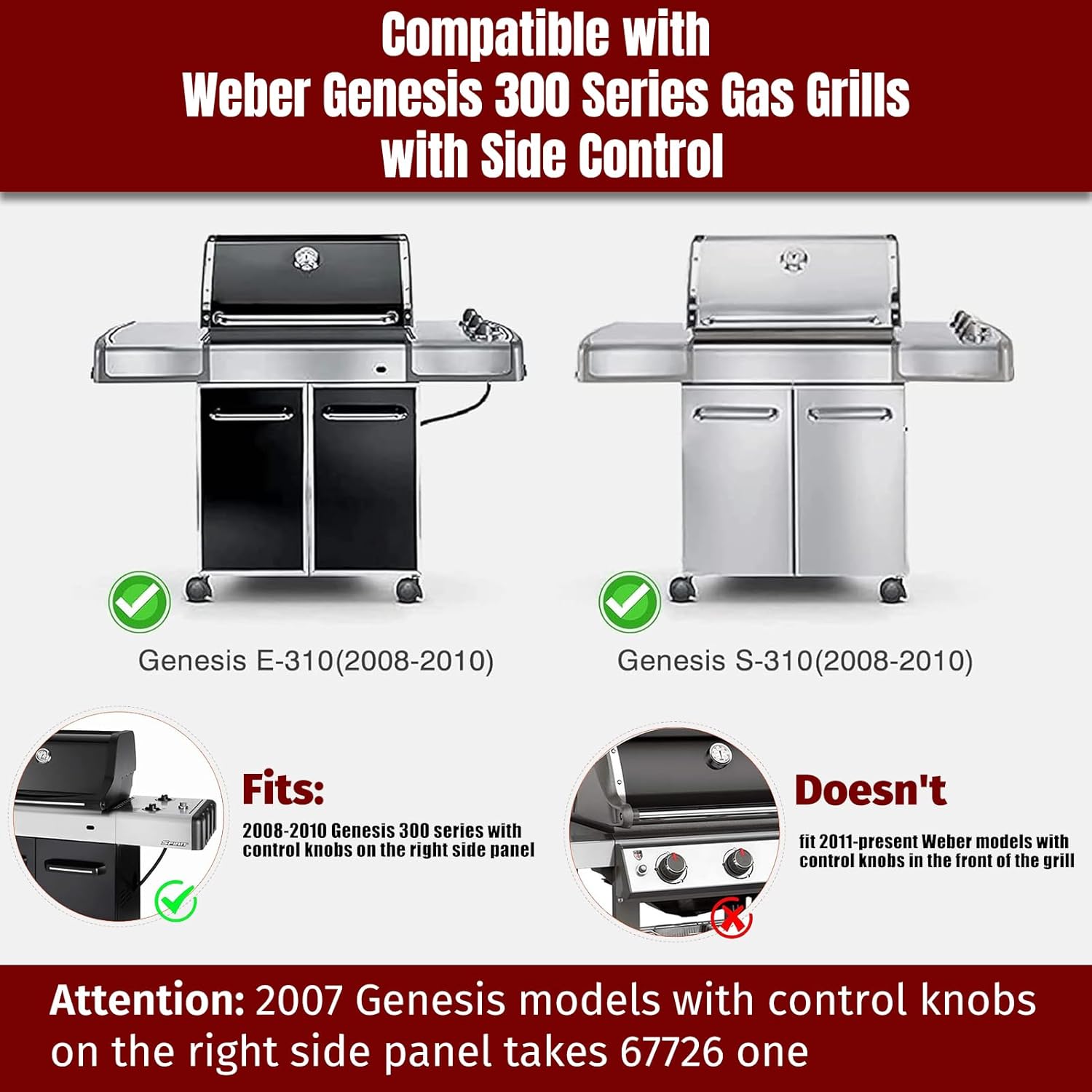 Grill Igniter Kit 1819-51 Replacement for Weber 67847 Genesis 300 Series Grills with Side Controls 2008-2010 - E310 E320 EP310 EP320 S310 S320 CEP310 CEP320 with Ceramic Collector Box