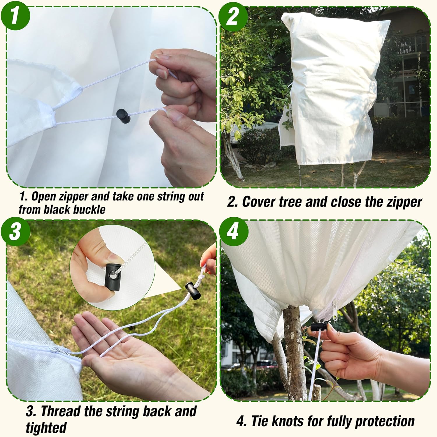 5-Pack Plant Covers Freeze Protection, Drawstring Tree Cover, Winter Freeze Plant Protection, Tree Jacket Frost Blanket for Outdoor Plants, 22.4" x 24"