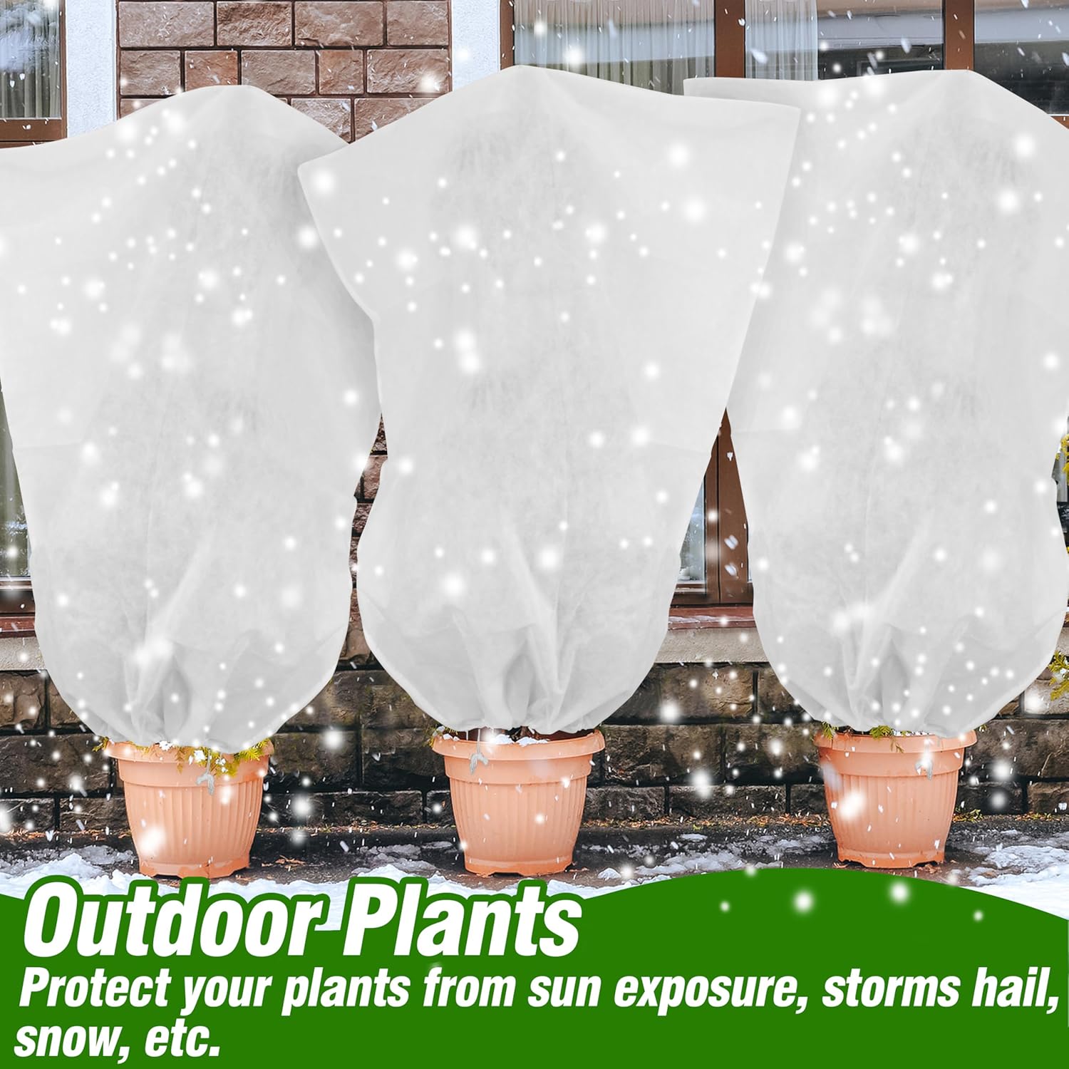 5-Pack Plant Covers Freeze Protection, Drawstring Tree Cover, Winter Freeze Plant Protection, Tree Jacket Frost Blanket for Outdoor Plants, 22.4" x 24"